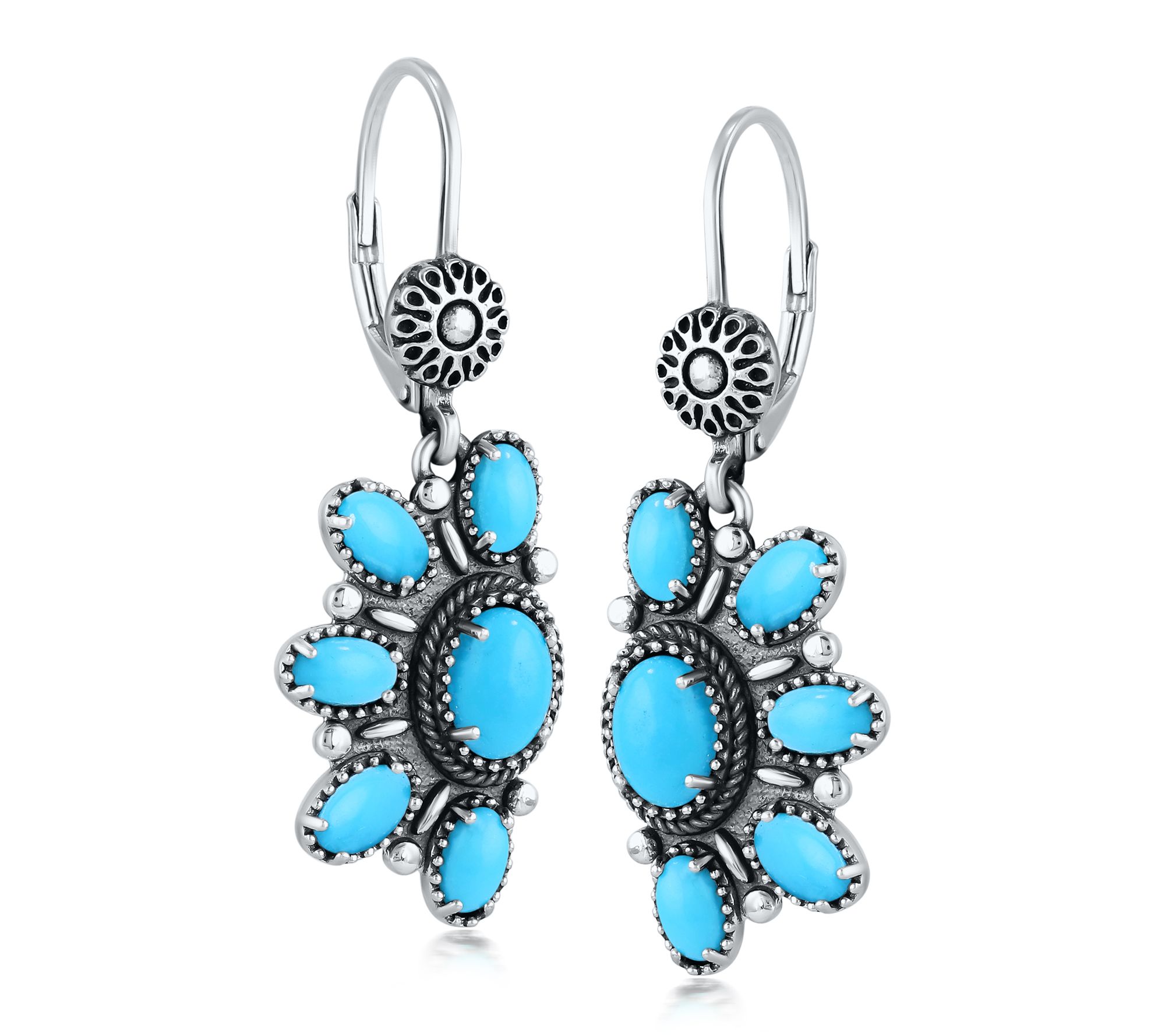 American West Sterling Turquoise Lever Back Earrings