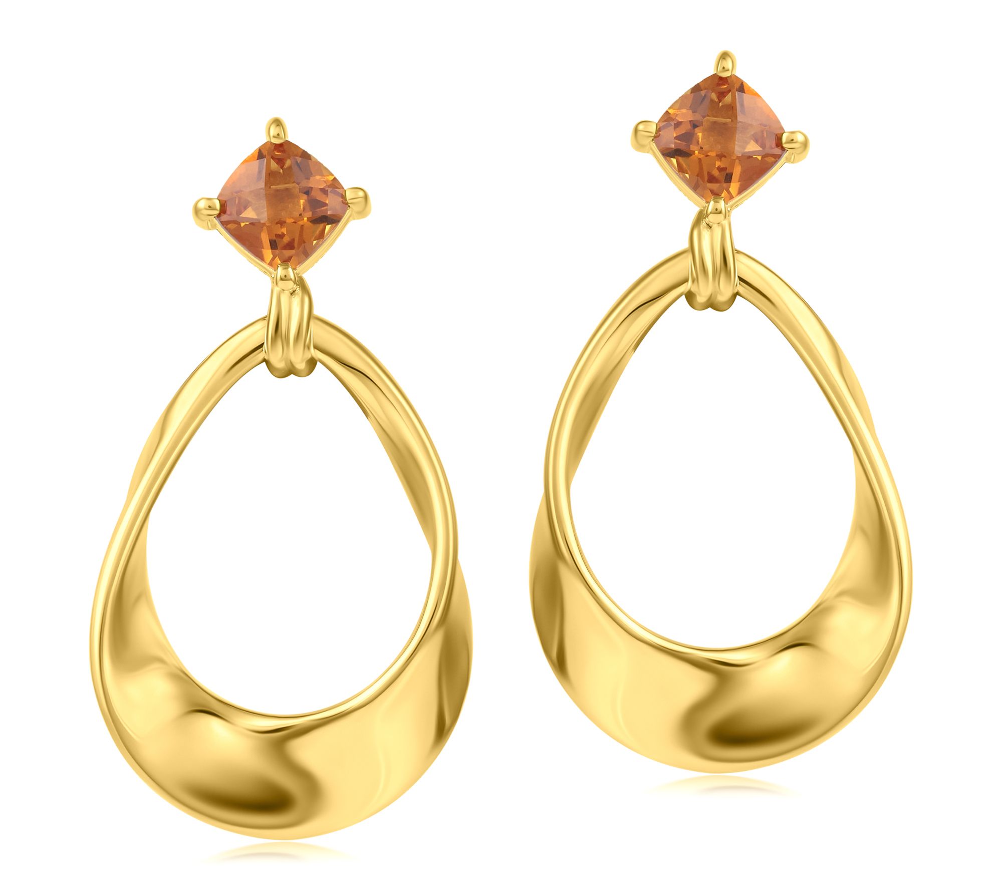 Christian James 14K Gold Clad Pear Gemstone Dangle Earrings