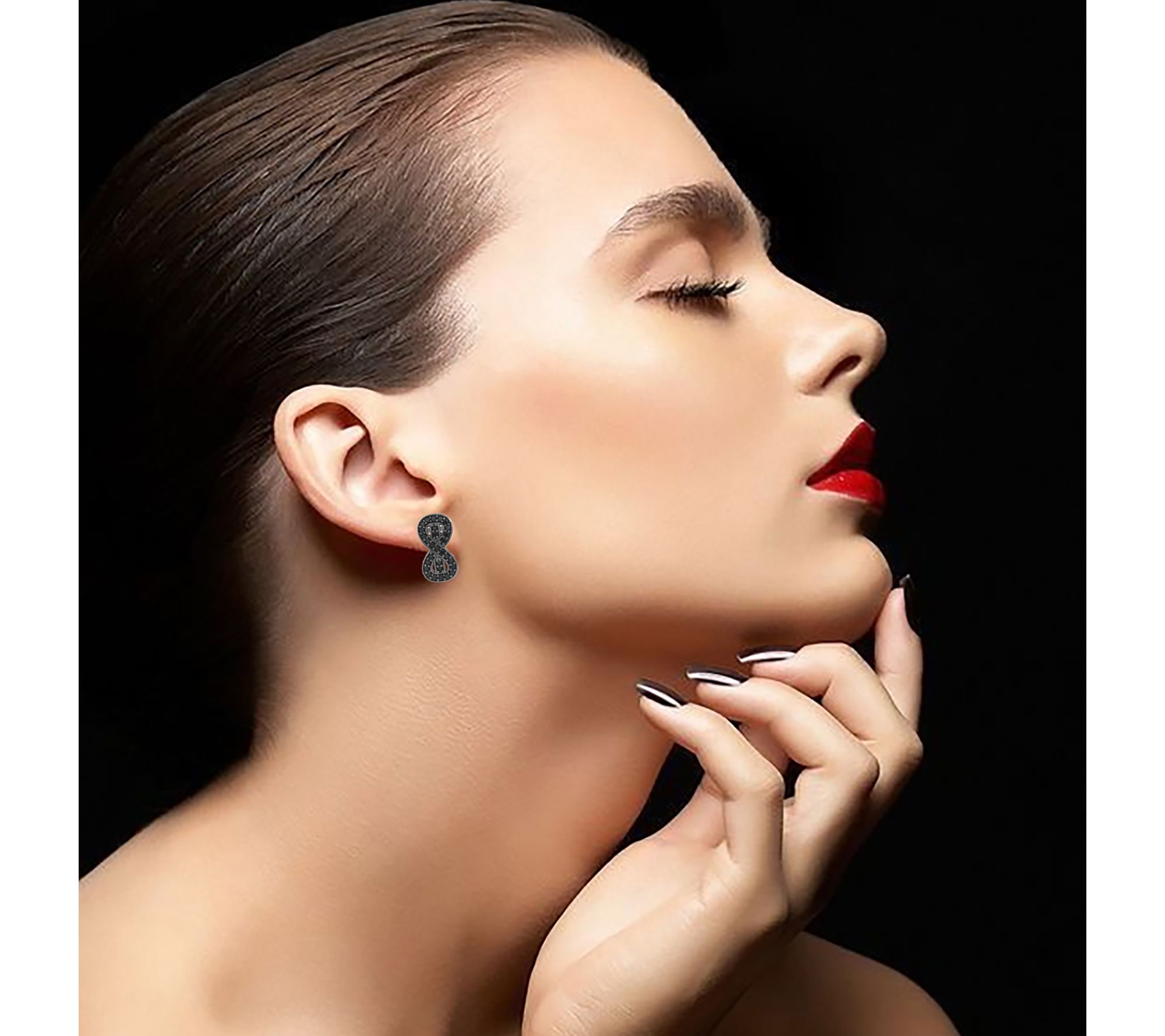 Affinity Gems Black Spinel Drop Earrings, Sterling Silver