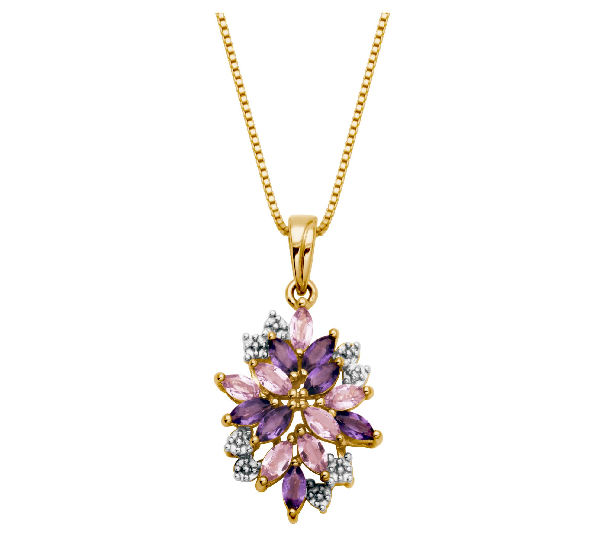 Affinity Gems Amethyst & Created Sapphire Necklace, 18K Plated