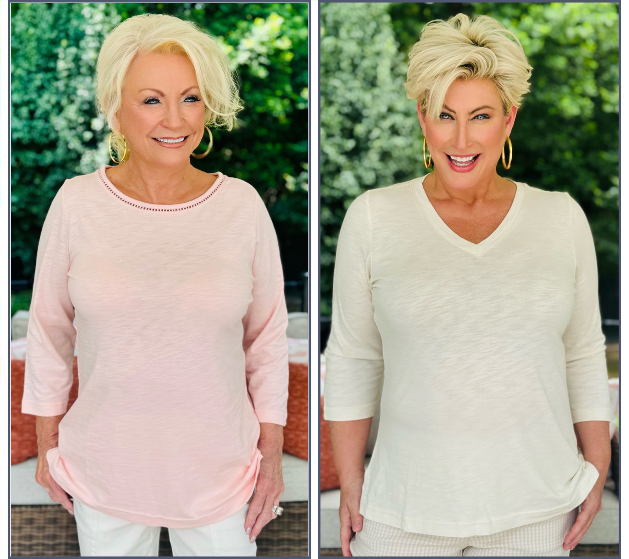 Belle by Kim Gravel Set of 2 3/4 Sleeve Slub Knit Tops