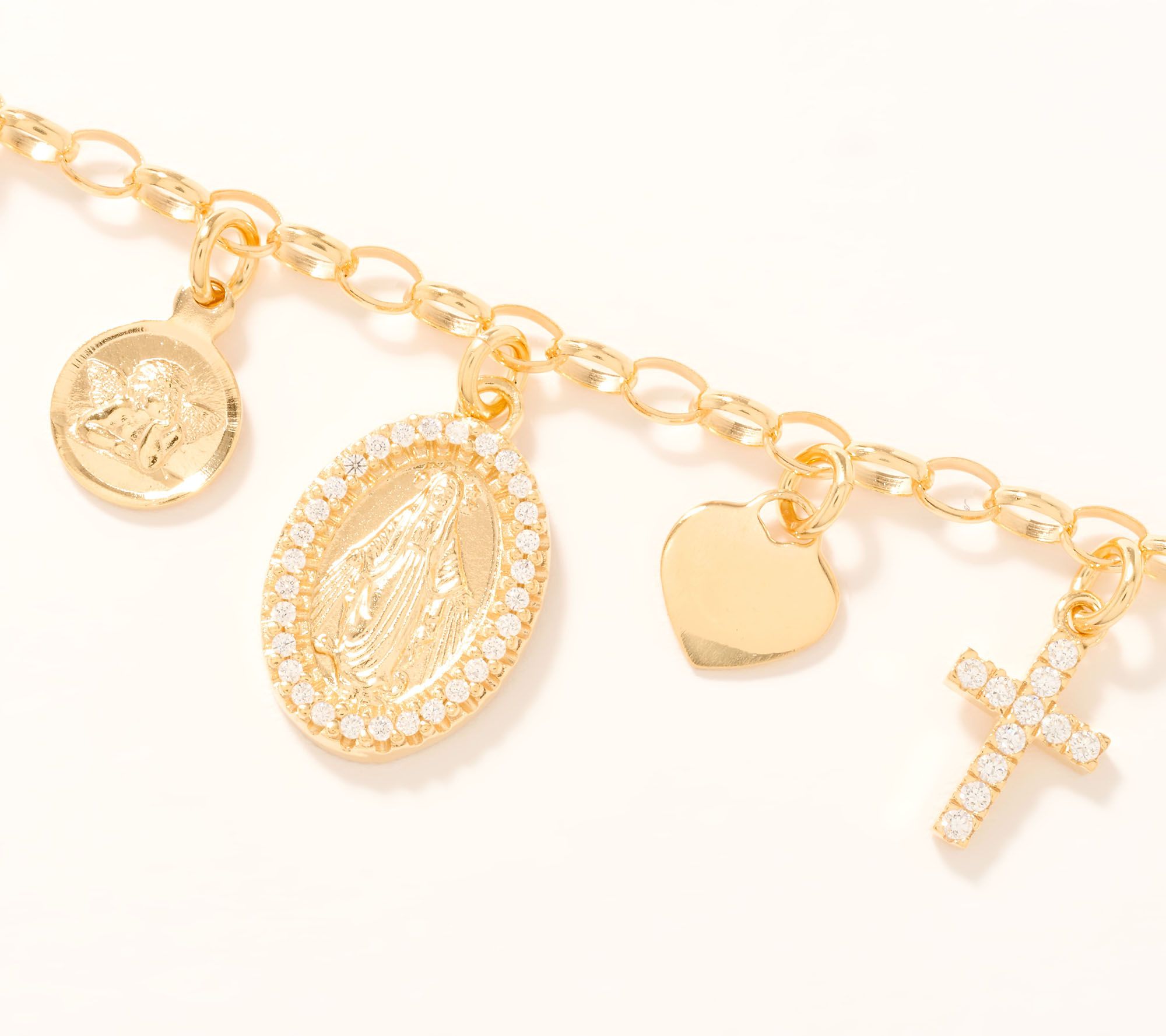 Diamonique Italia Religious Charm Bracelet, Sterling Silver