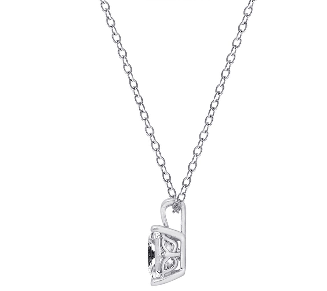 Diamonique Sterling 2.00 cttw Princess-Cut Solitare Necklace