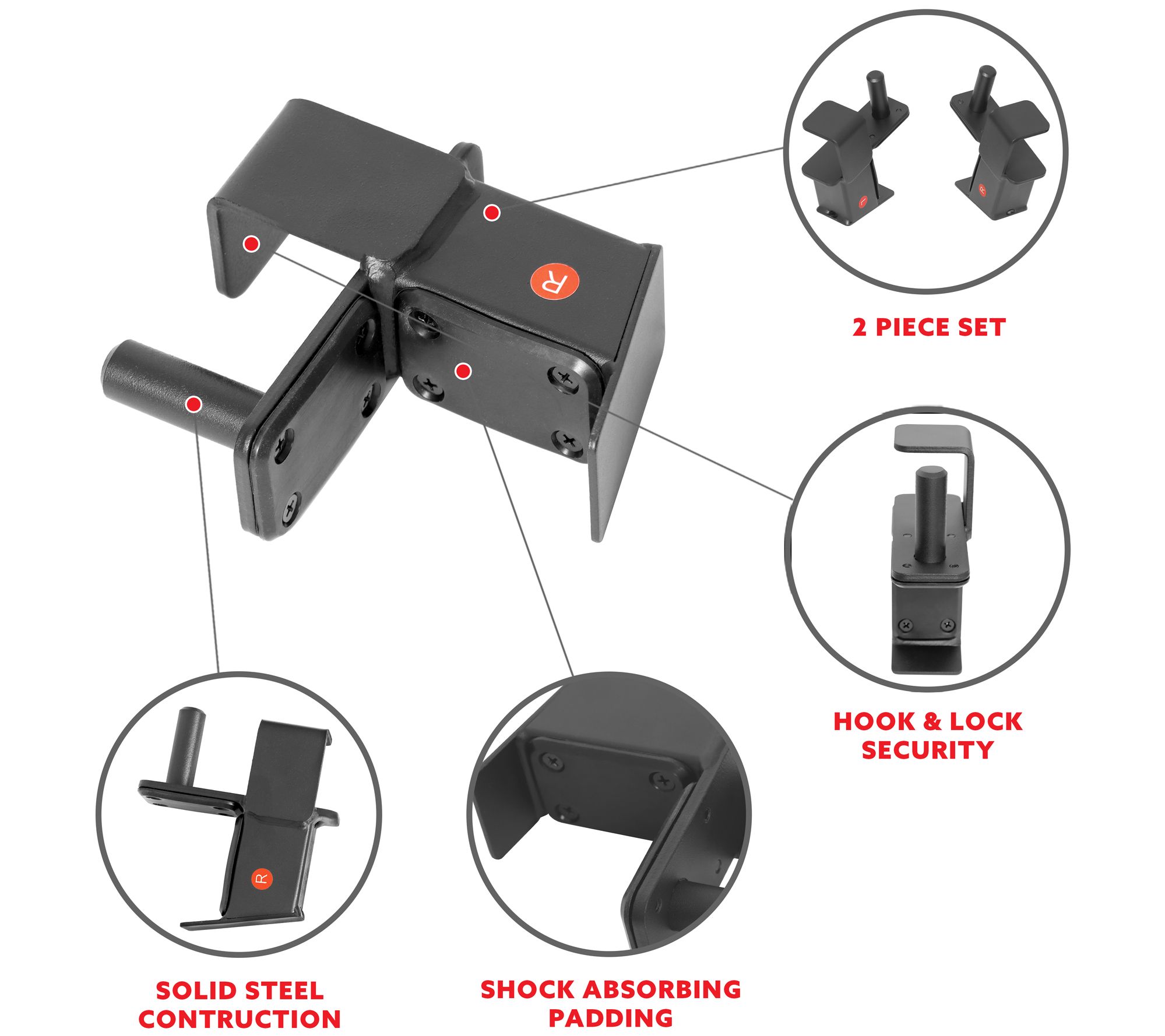 Sunny Health Fitness J-Hook Set For Racks / Cag es SF-XFA007