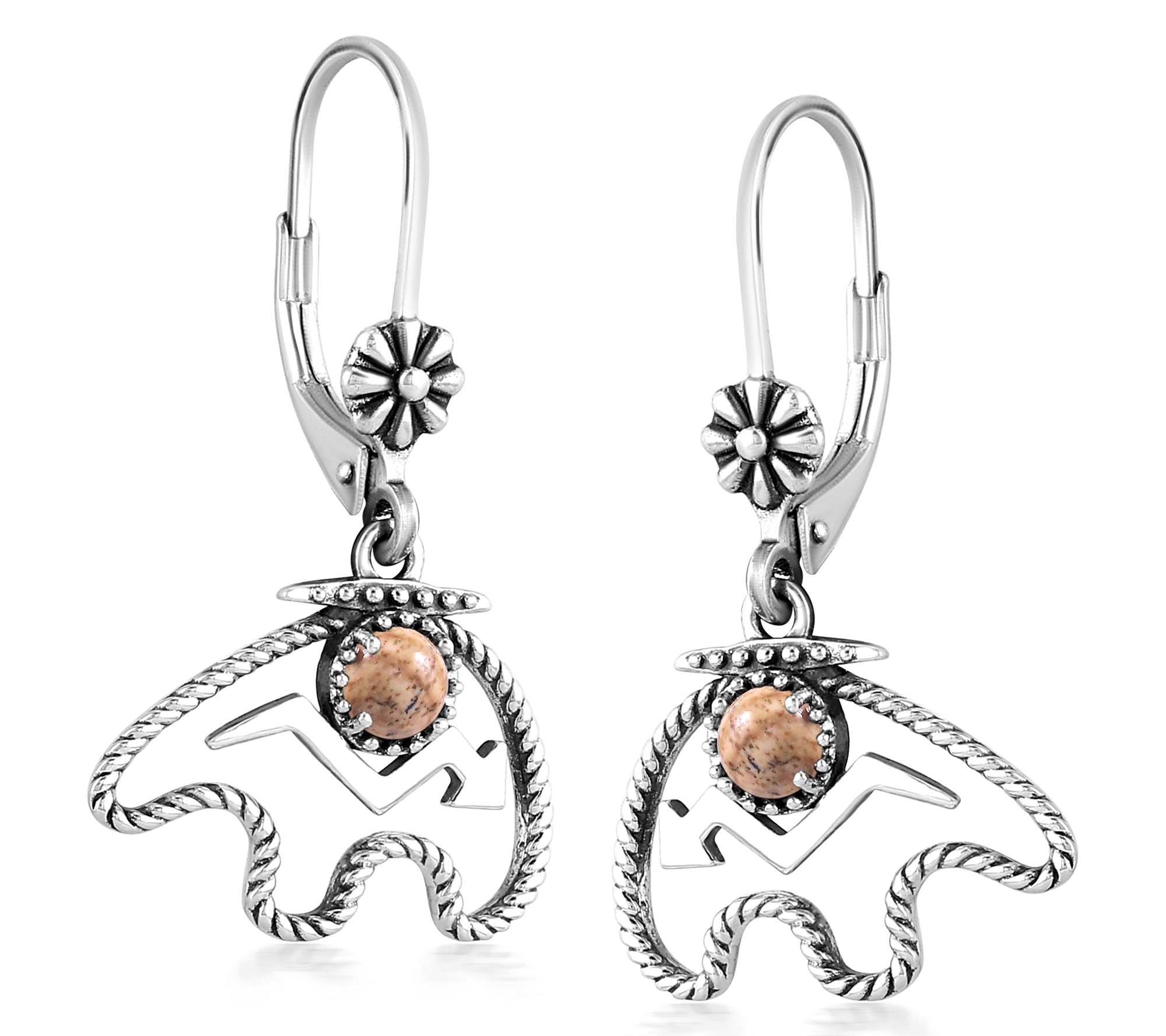 American West Sterling Gemstone Bear Lever BackEarrings