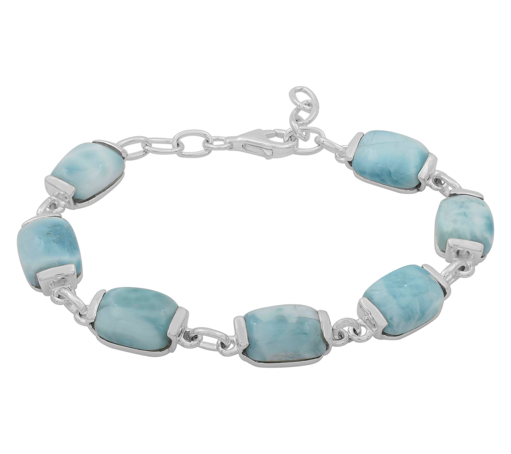 Affinity Gems Larimar High Polished Station Bracelet, Sterling