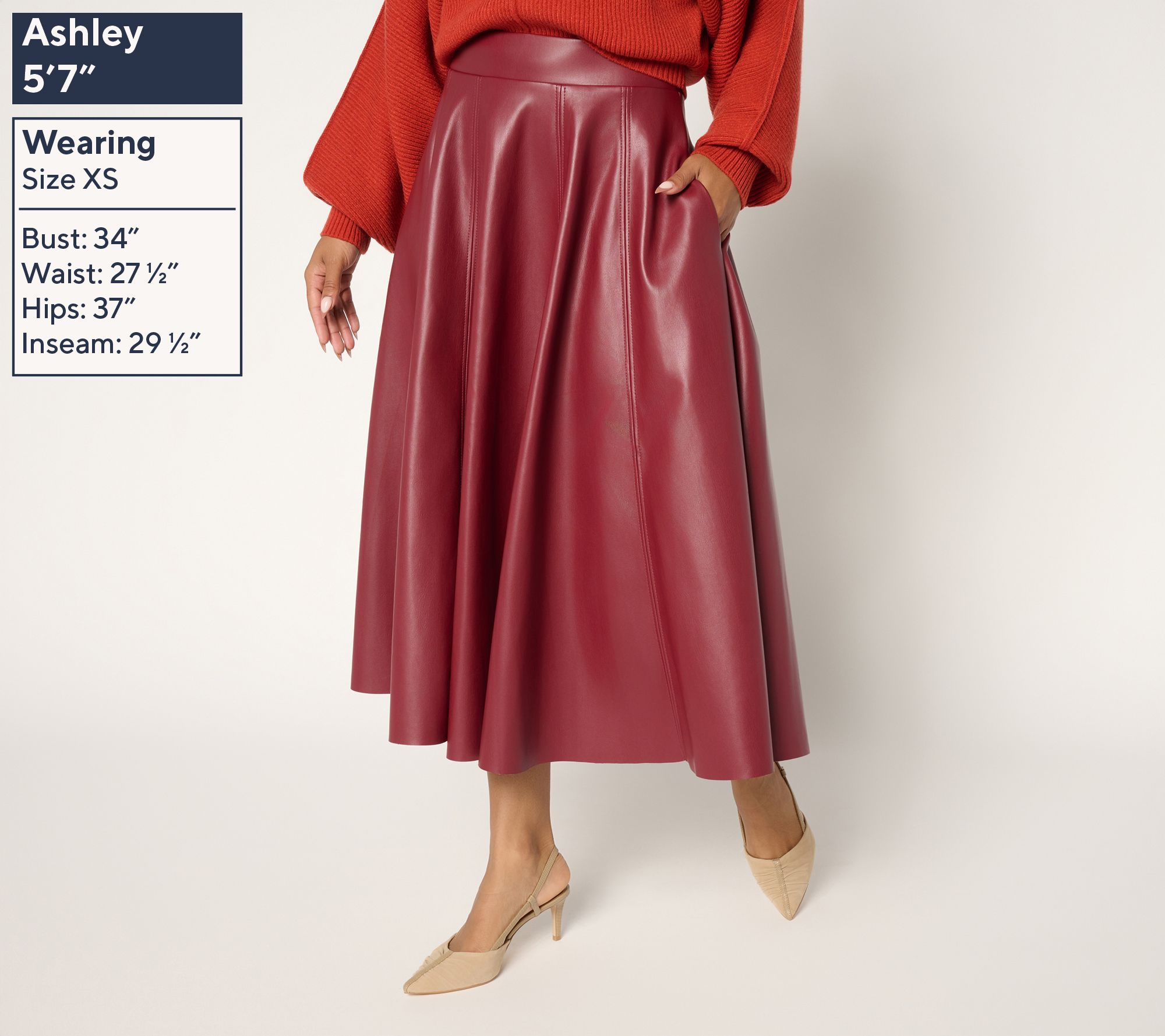 Carla Rockmore Collection Regular Faux Leather Circle Skirt