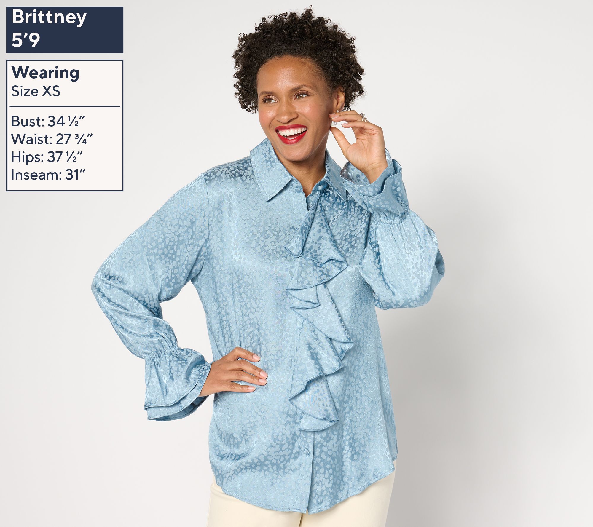 Dennis Basso Textured Jacquard Blouse with Ruffles