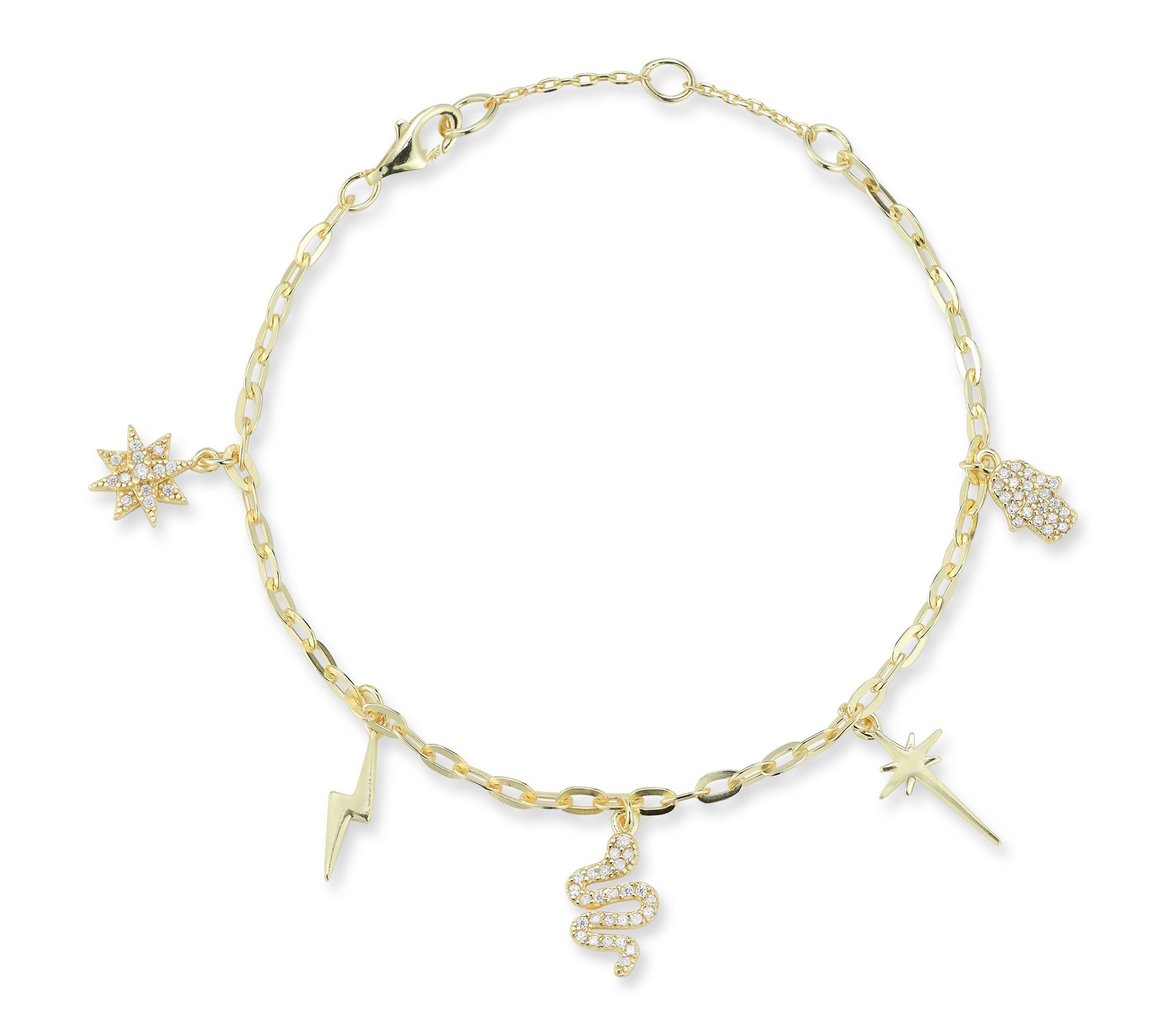 Sterlina Silver Multi-Charm Ankle Bracelet, Sterling
