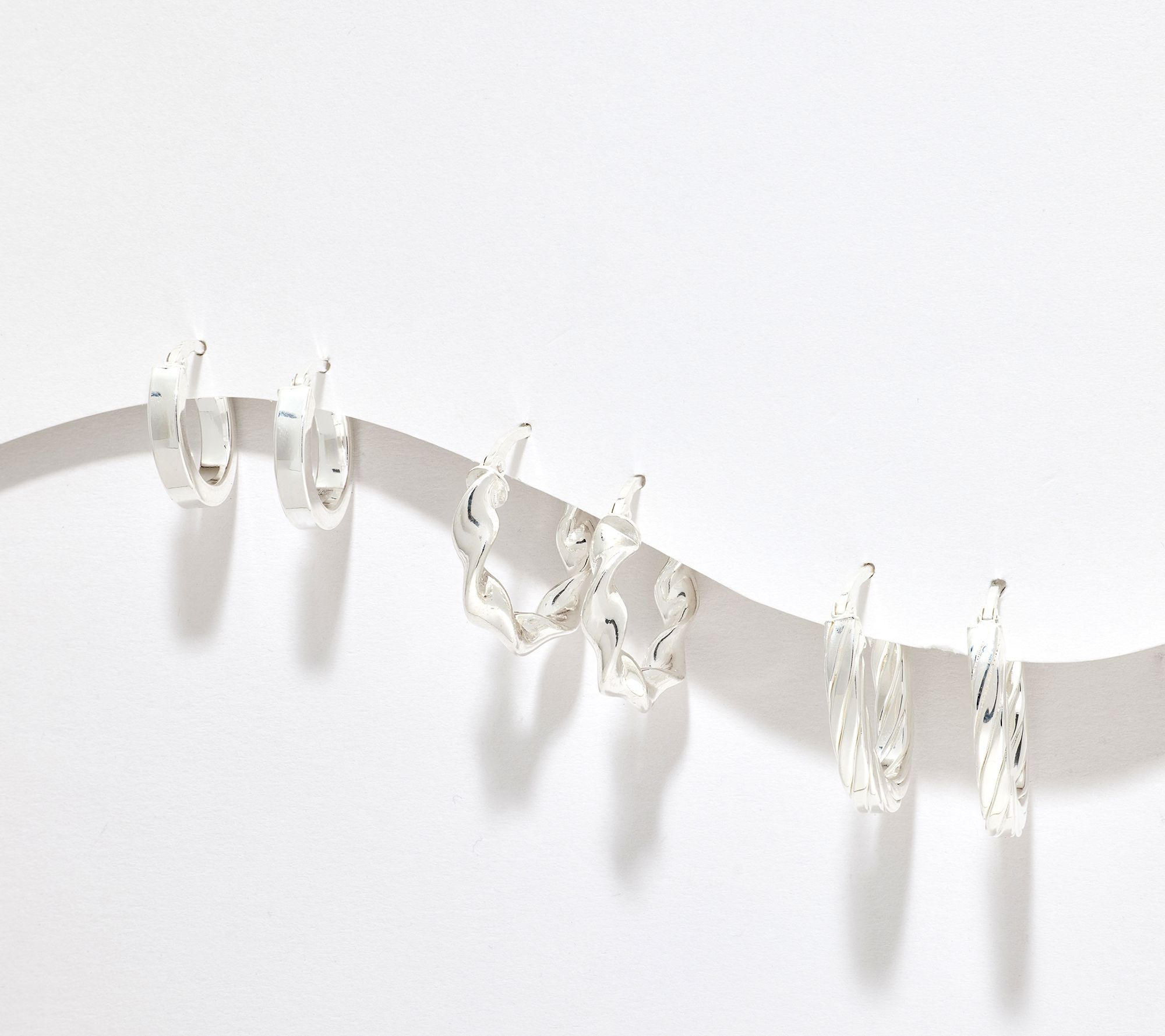 UltraFine 950 Silver Set of 3 Boxed Hoop Earrings