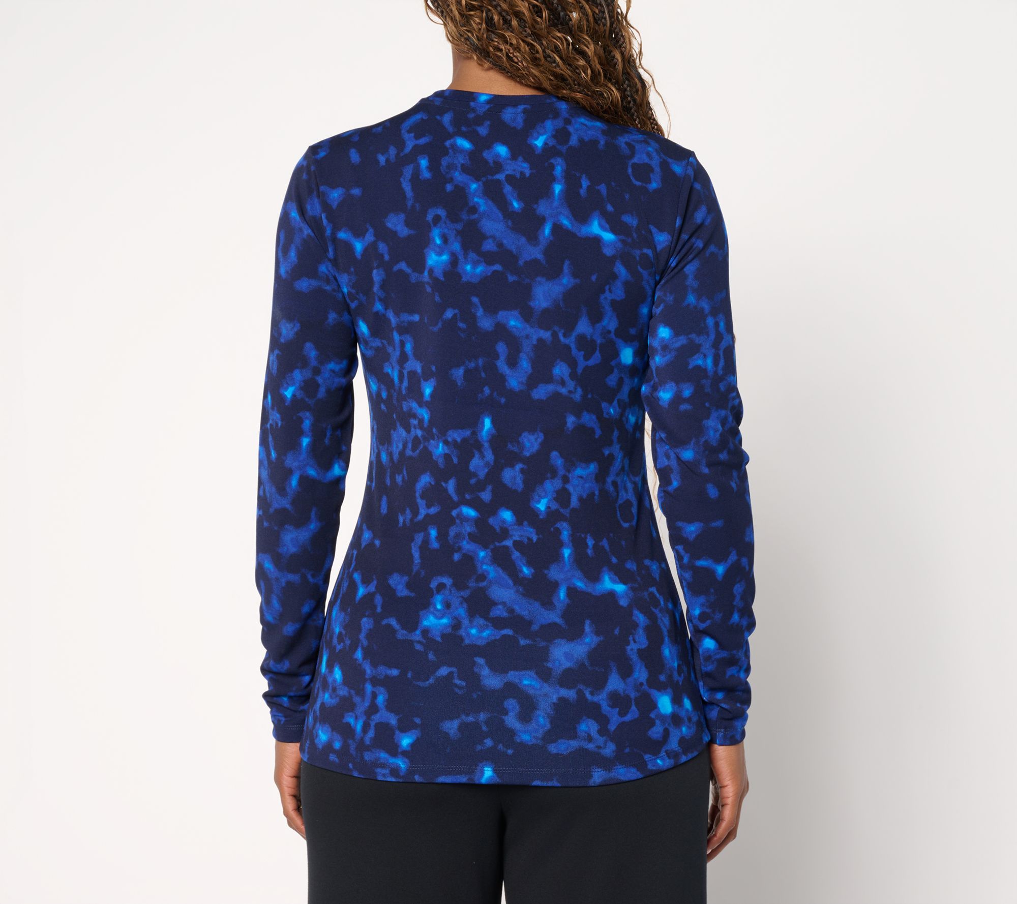Carla Rockmore Collection Printed Long Sleeve Crew Neck Top