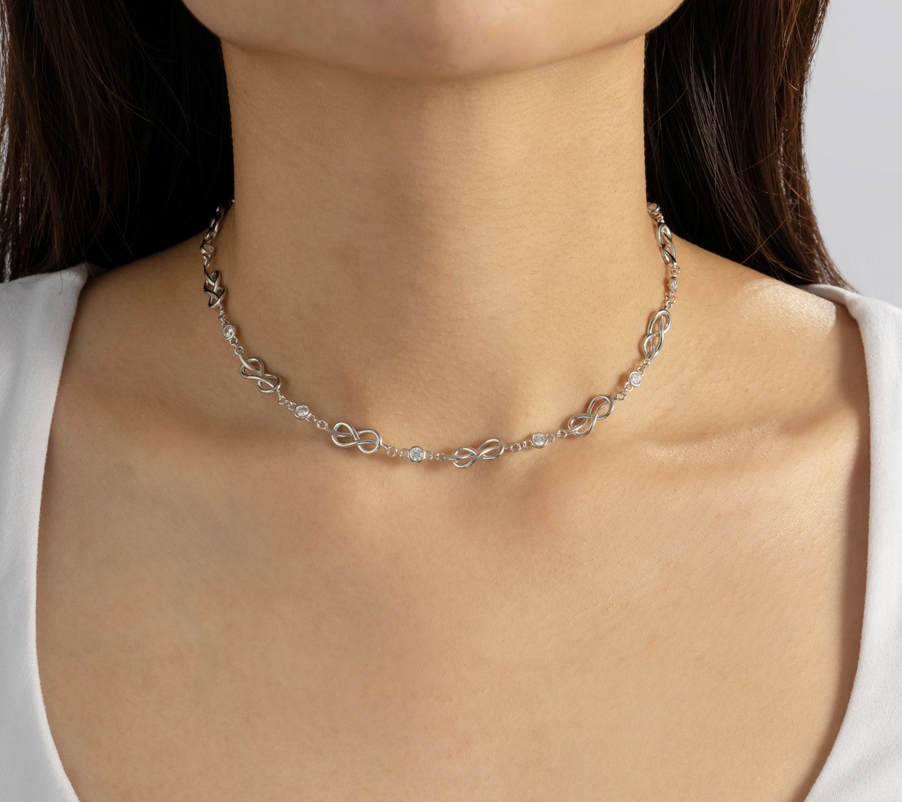 Diamonique x Prince Dimitri Knot of True Love Necklace, Sterling Silver