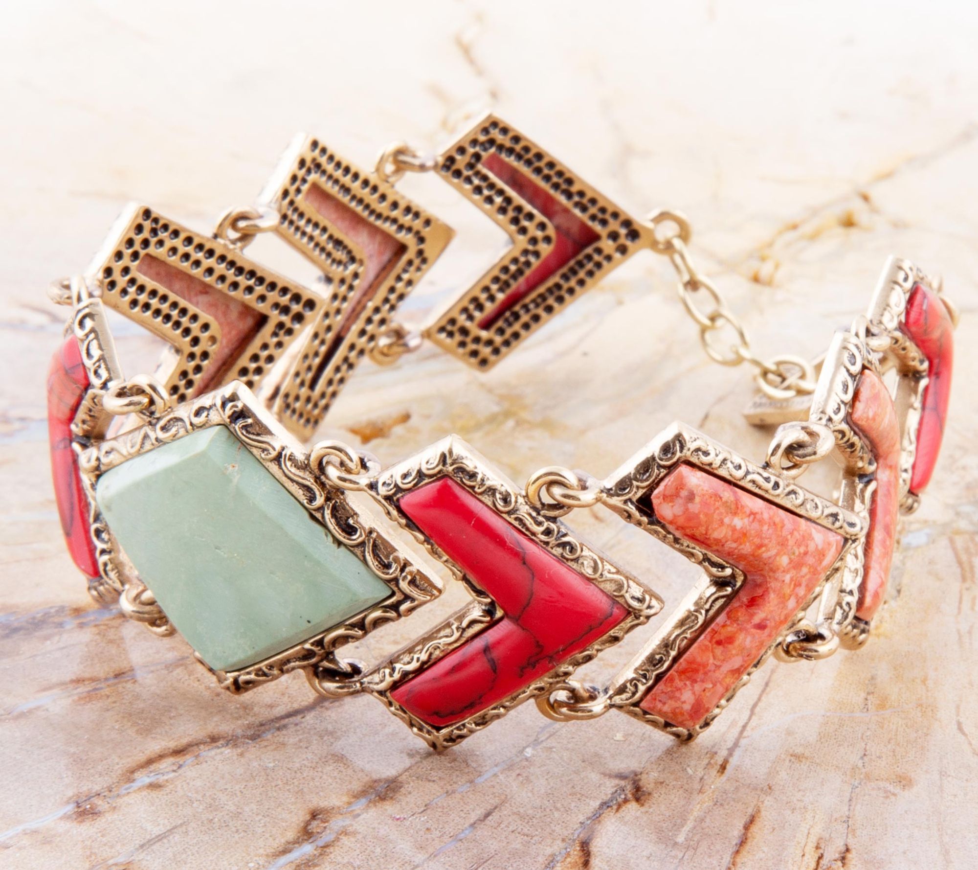 Barse Artisan Crafted Bronze Composite Turquiose Bracelet