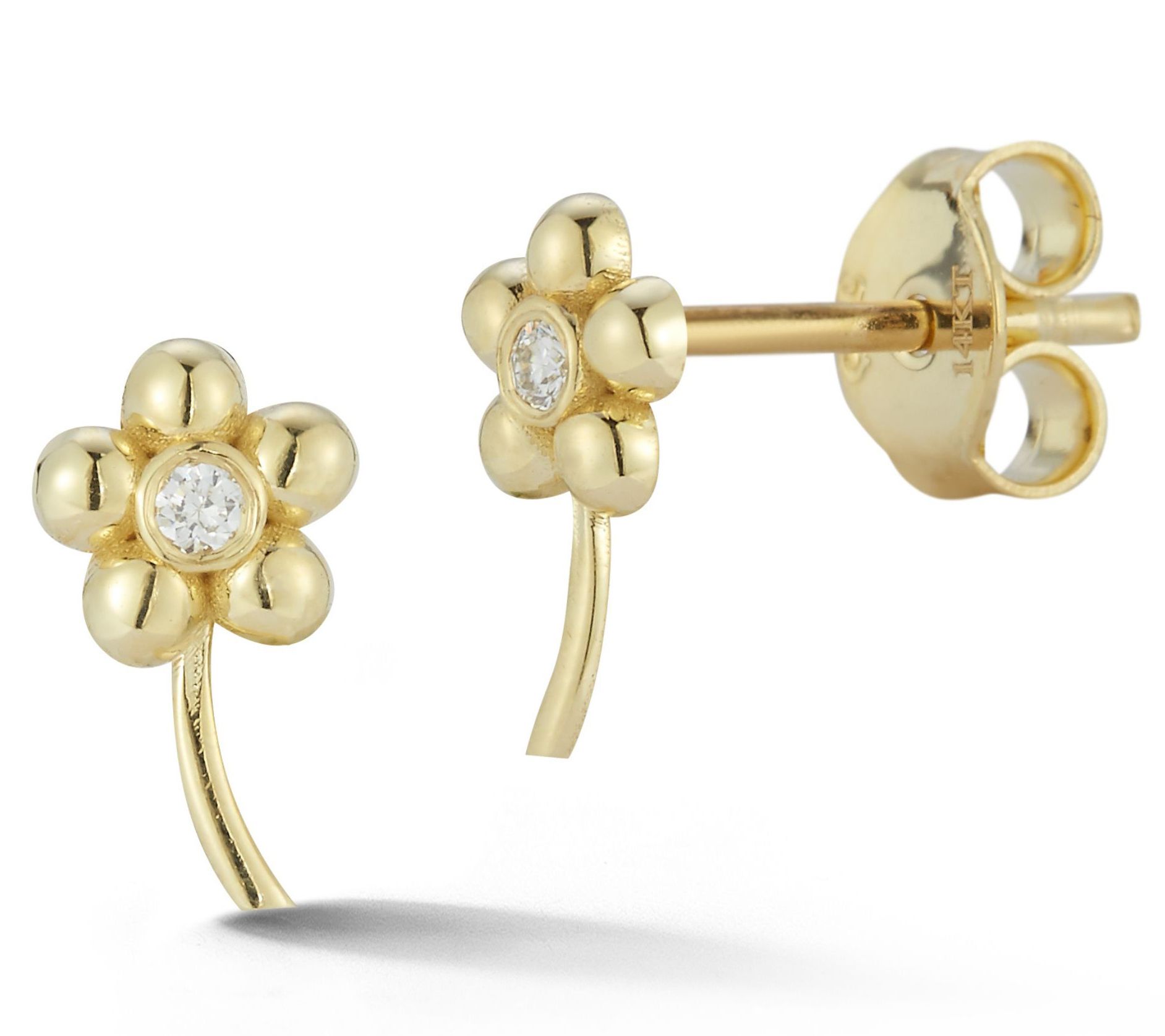 Luminosa Gold Diamond Flower Stud Earrings, 14K