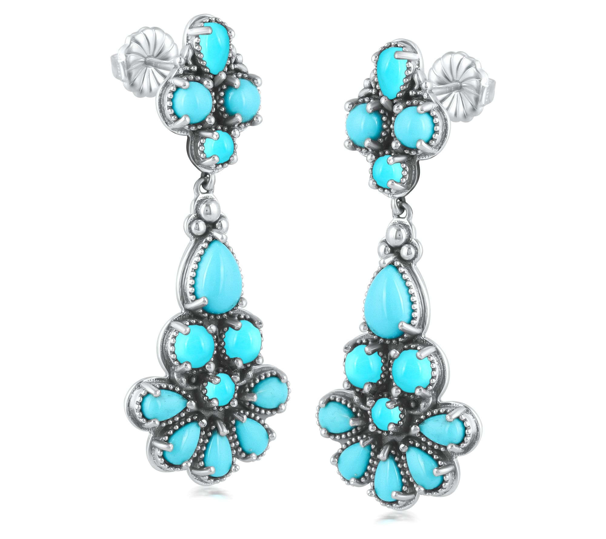 American West Sterling Silver Turquoise Chandelier Earrings