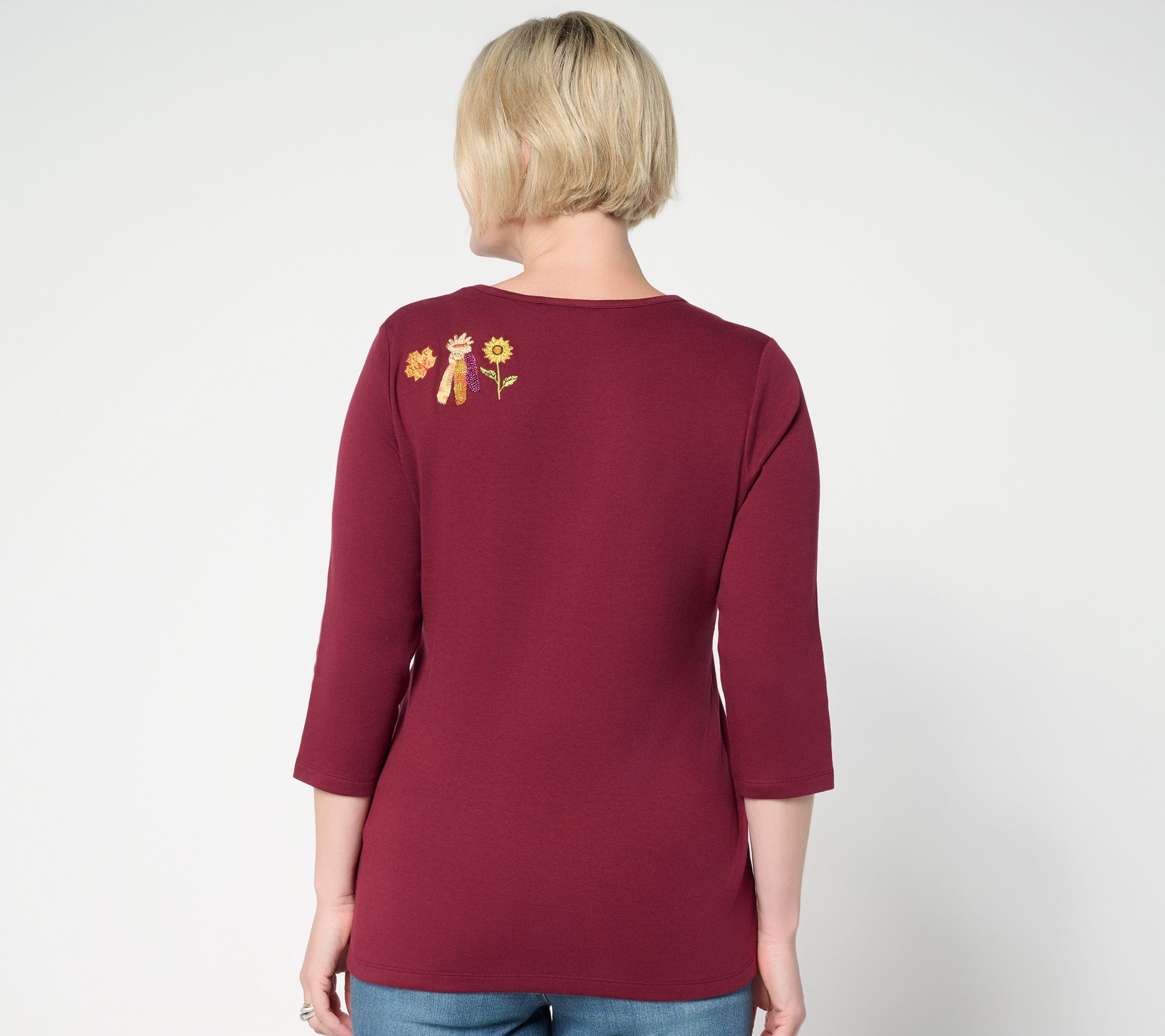 Quacker Factory Eek a Boo 3/4 Sleeve Top