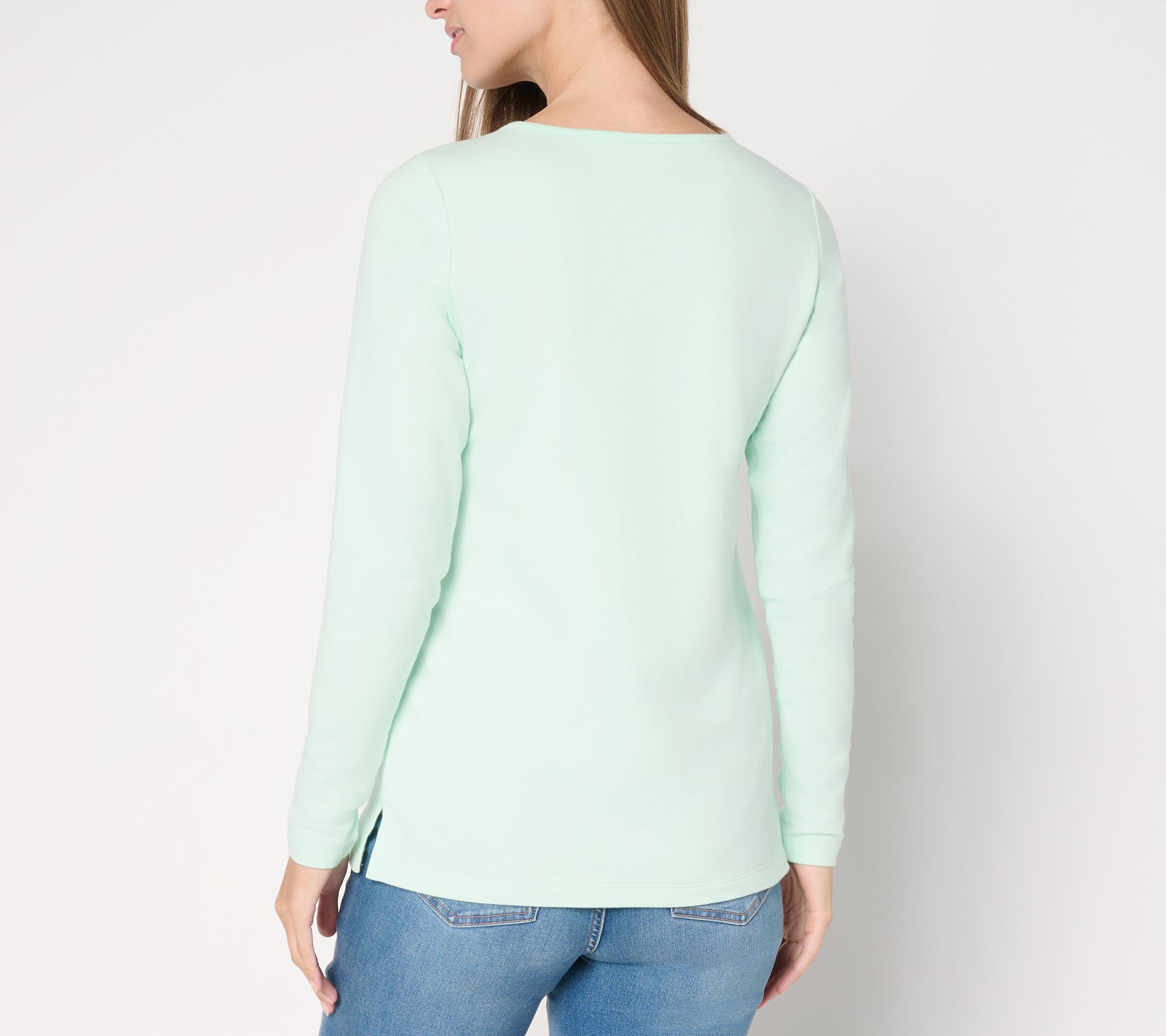 Quacker Factory Baby It's Cold Sequin Snowflake Long Sleeves Shirt