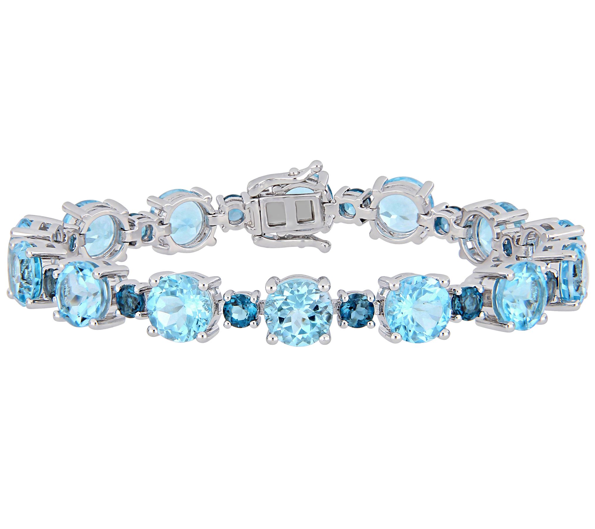 Sterling 37.10 cttw Sky Blue Topaz Tennis Bracelet