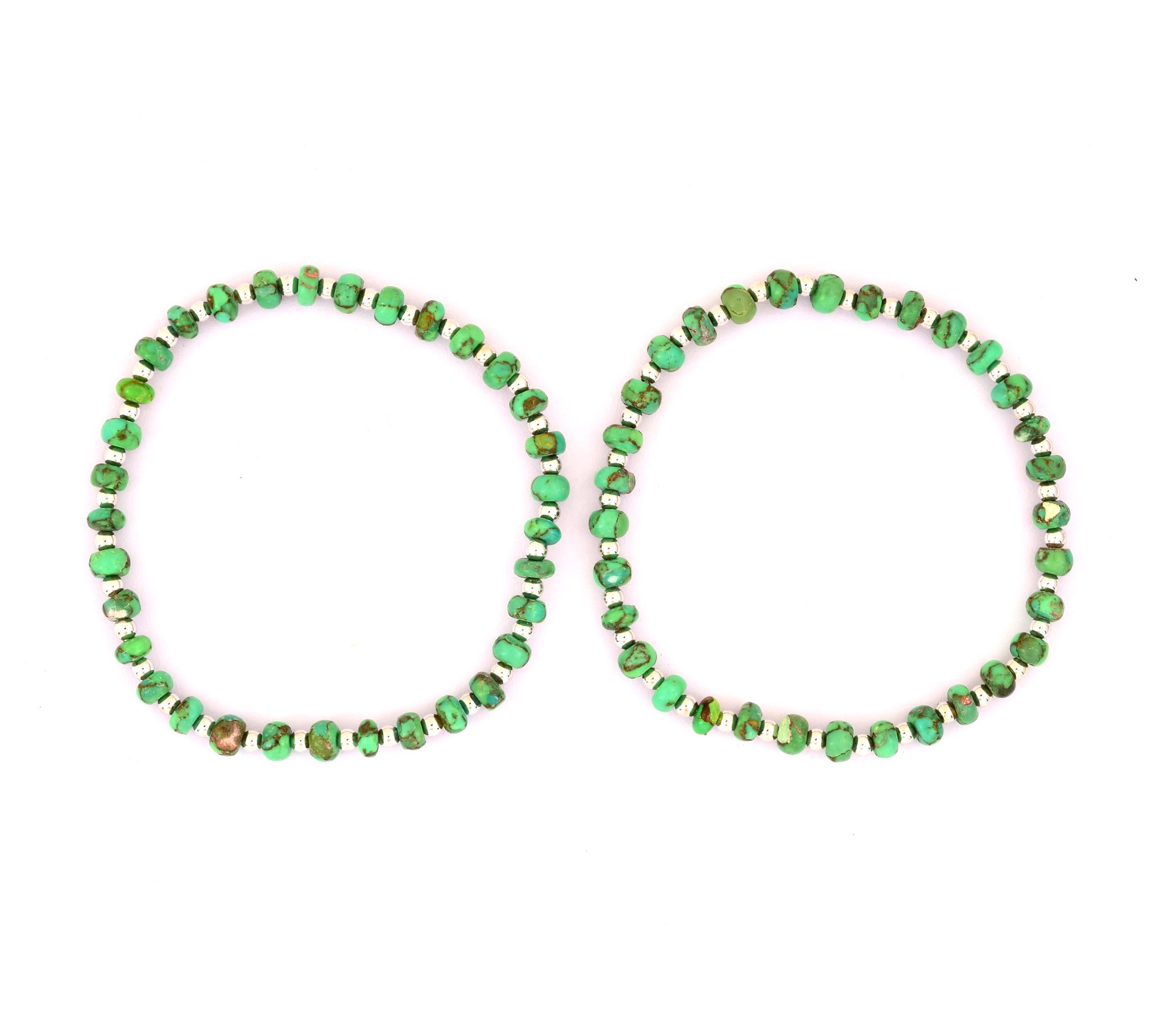Affinity Gems Turquoise Set of 2 Endless Bracelets, Sterling