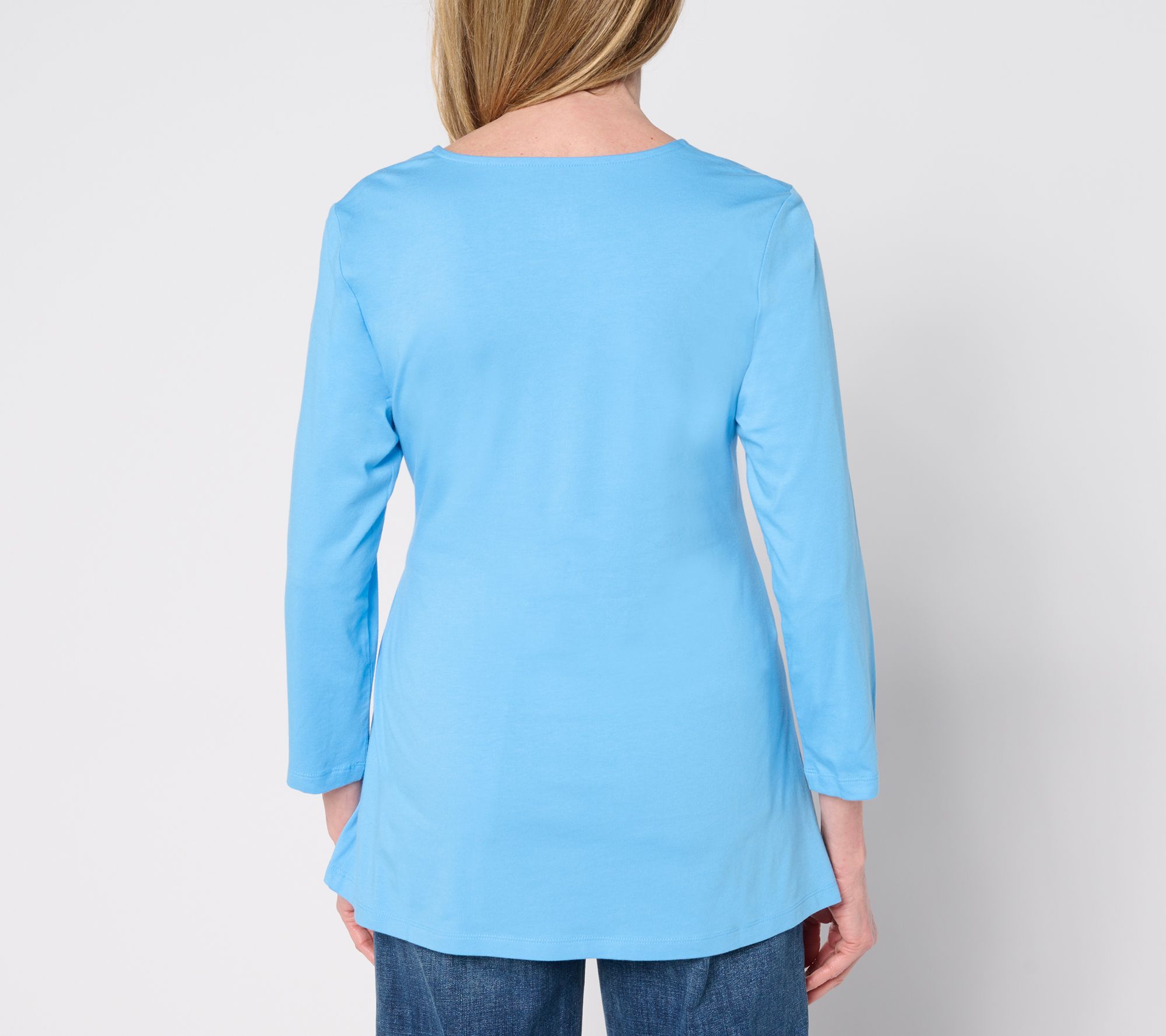 Denim & Co. Beach Jersey Regular Bracelet Sleeve Tunic with Tie