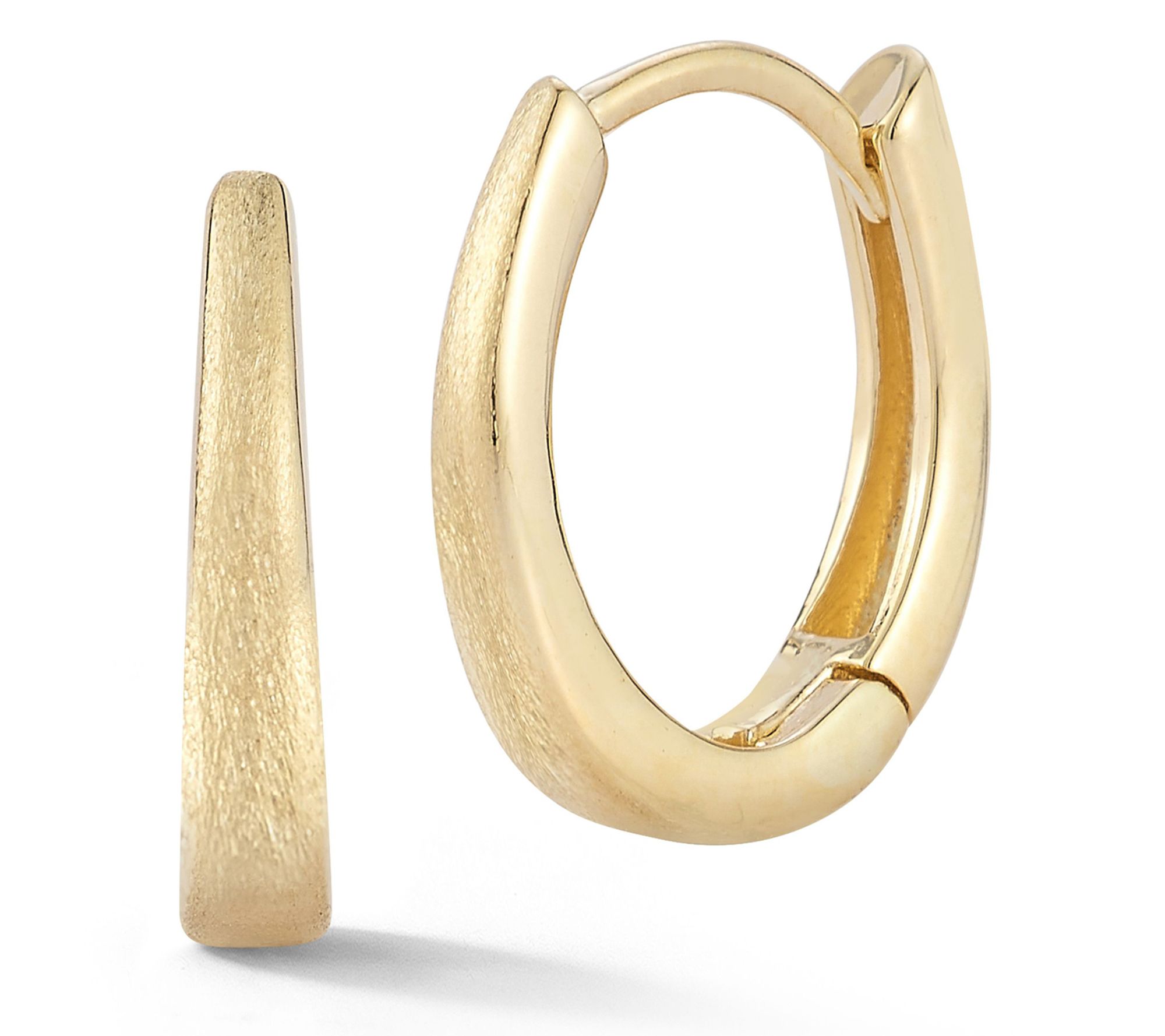 Luminosa Gold Satin Huggie Hoop Earrings, 14K