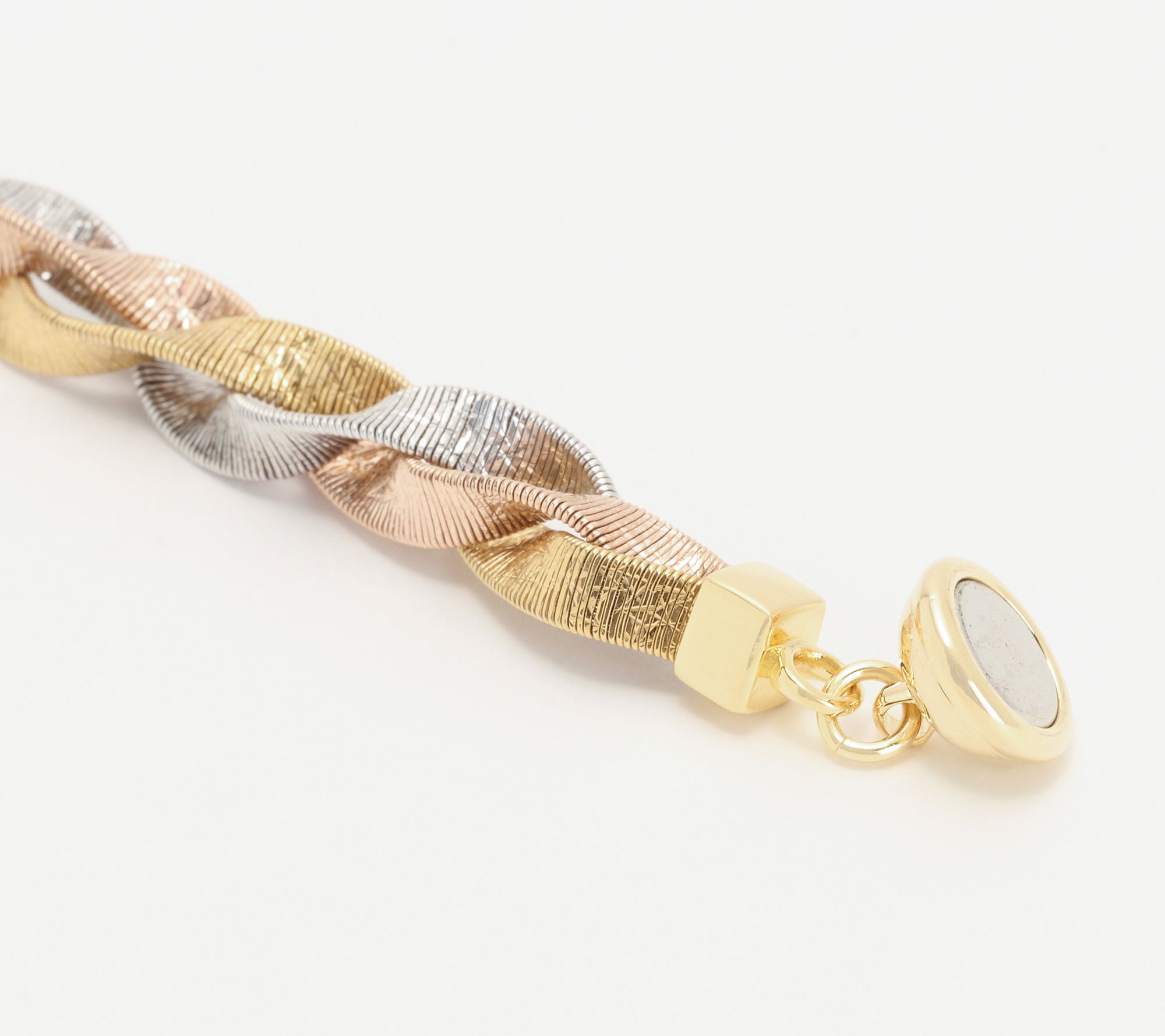 David Markstein Bronze Diamond Cut Braided Omega Bracelet w/ Magnet Clasp