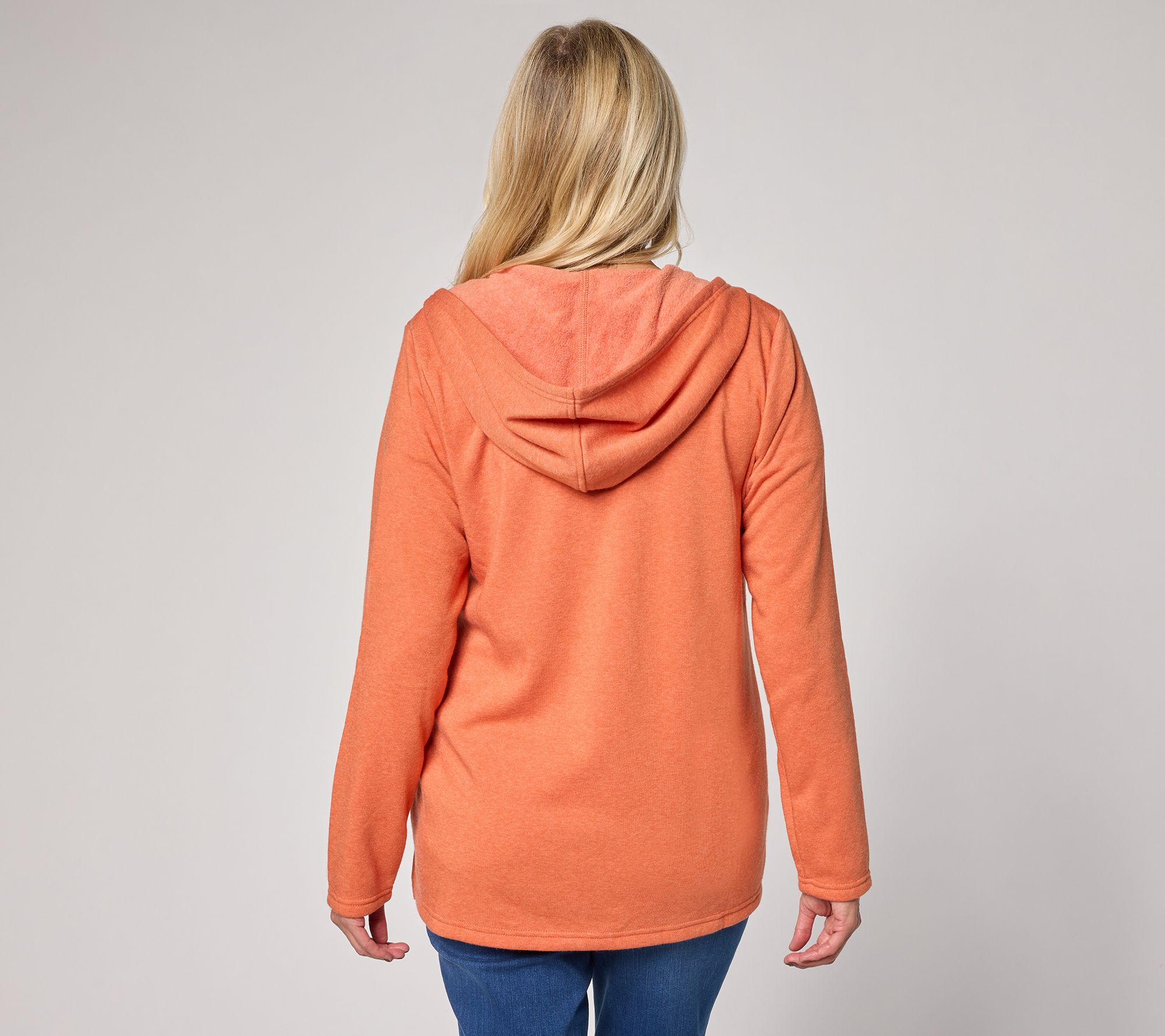 Belle by Kim Gravel Sponge Fleece Zip Front Hooded Jacket