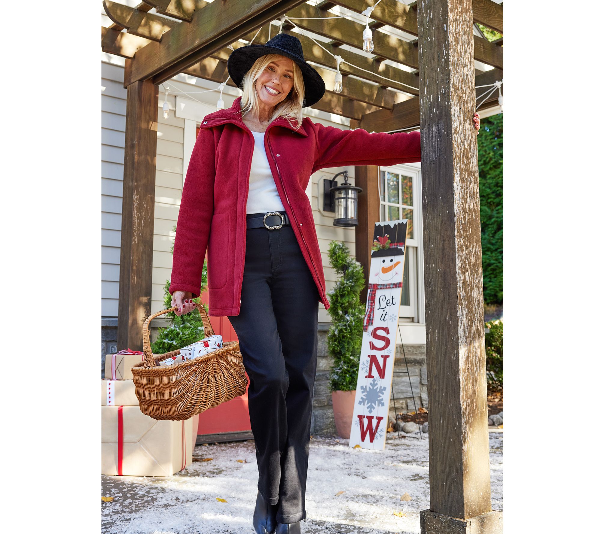 Denim & Co. Petite Fleece Bonded Sherpa Jacket with 2-Way Zip