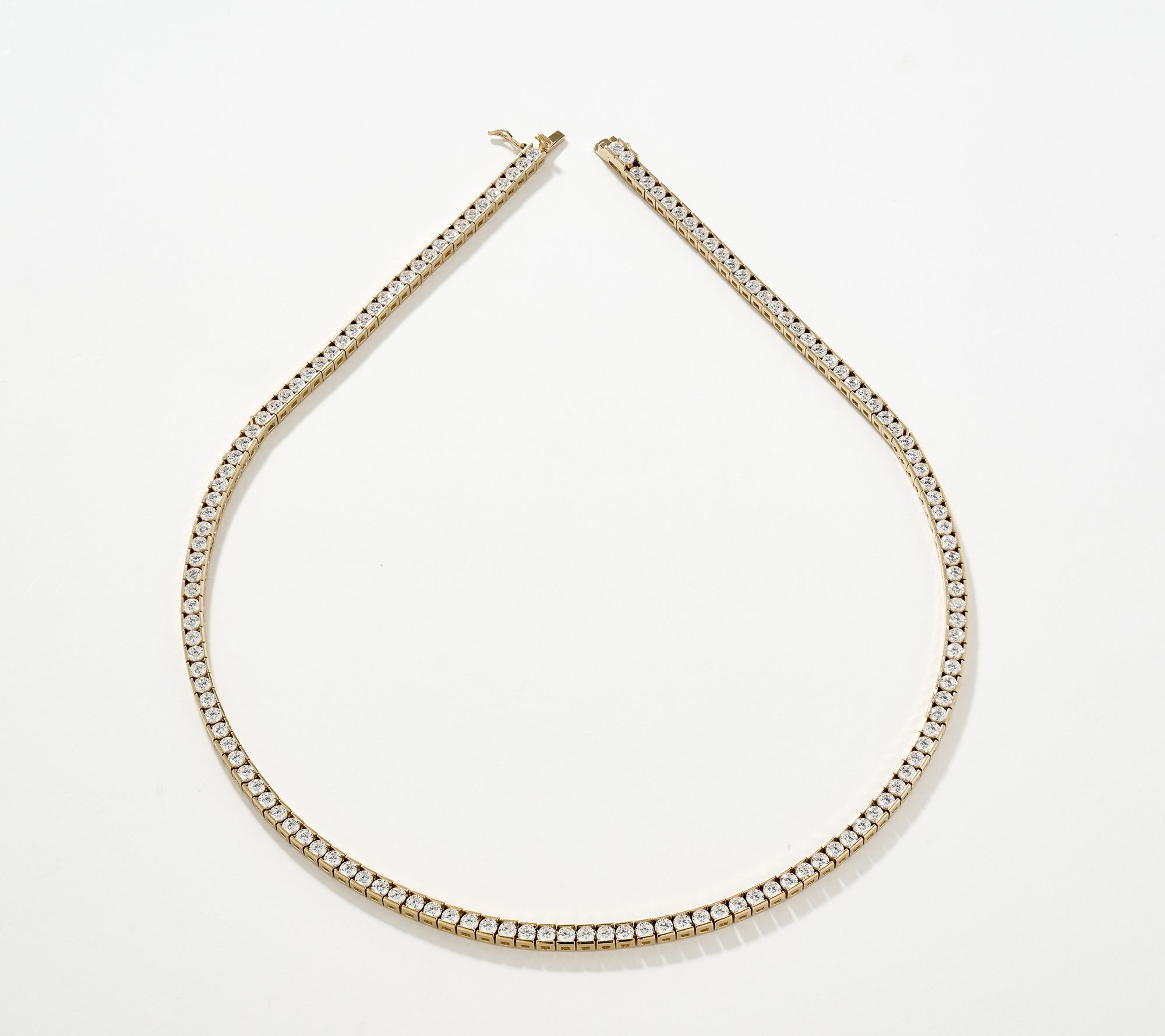 Diamonique Classics Round Cut Tennis Necklace, Sterling Silver