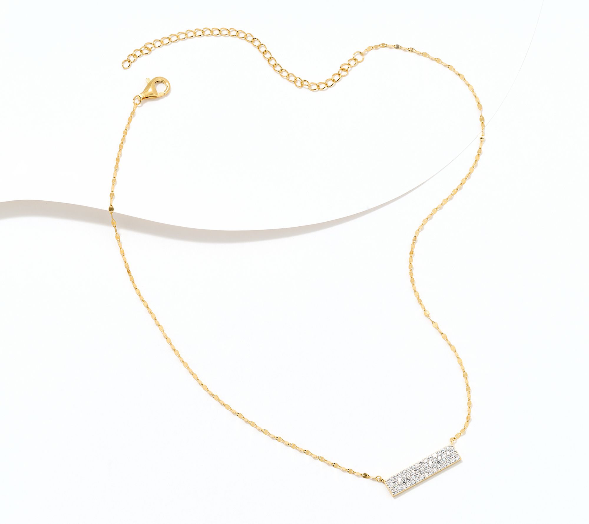 Diamonique x Jennifer Miller Rectangular Pave Necklace, Sterling Silver