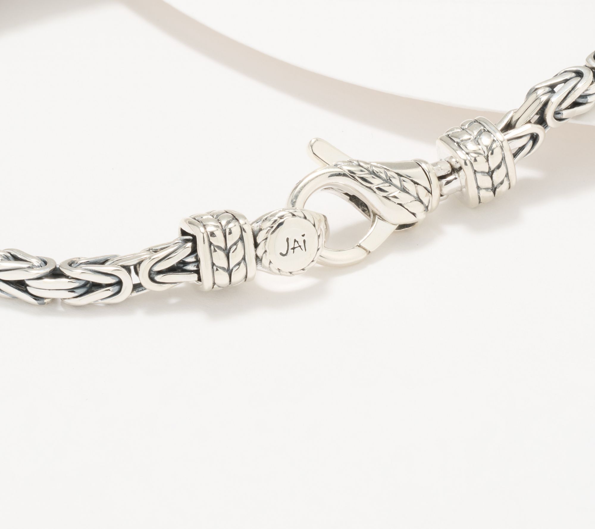 JAI Sterling Silver Pave Gemstone Byzantine Bracelet