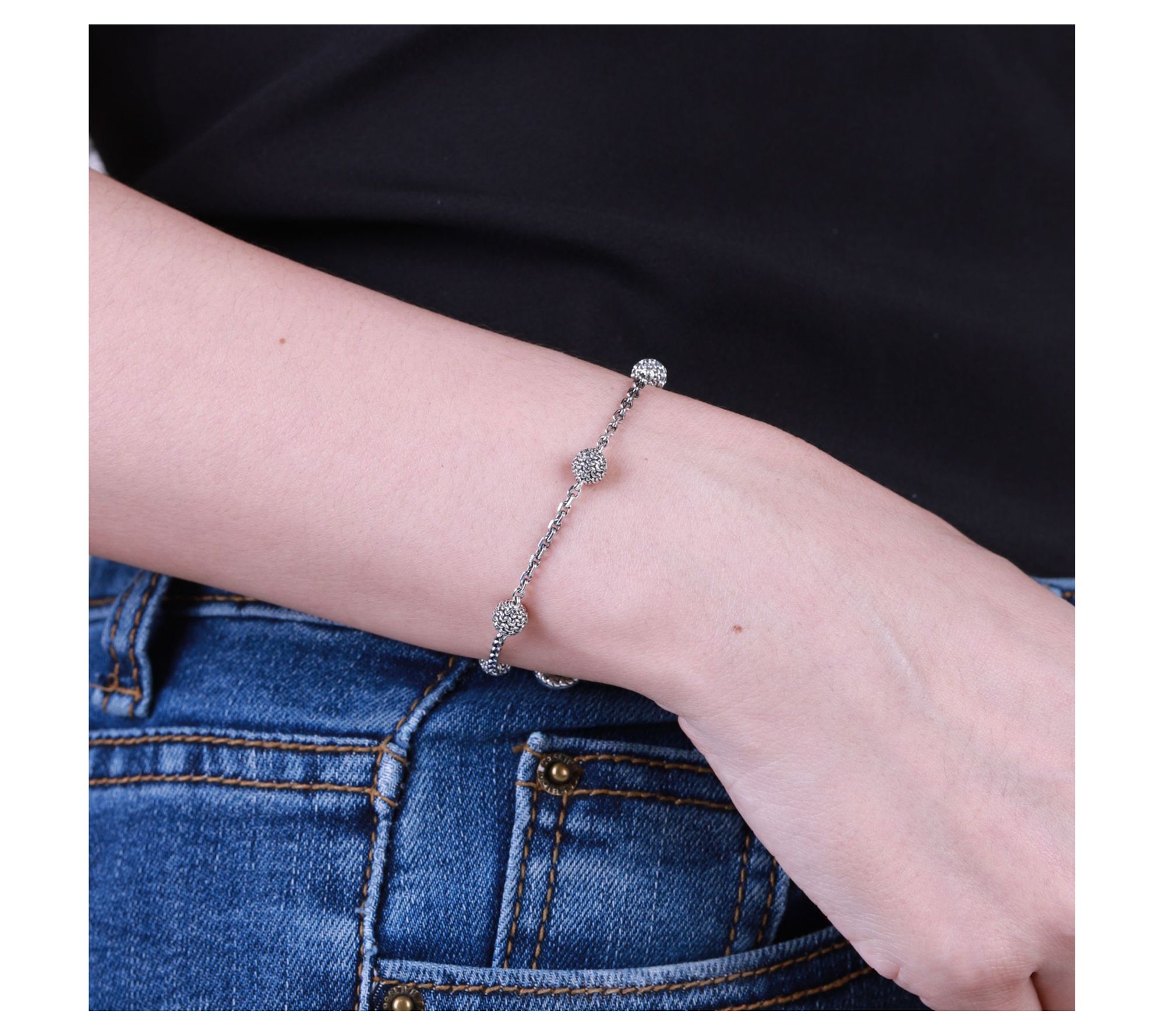 Tiffany Kay Studio Sterling Purl Knit Ball Station Bracelet