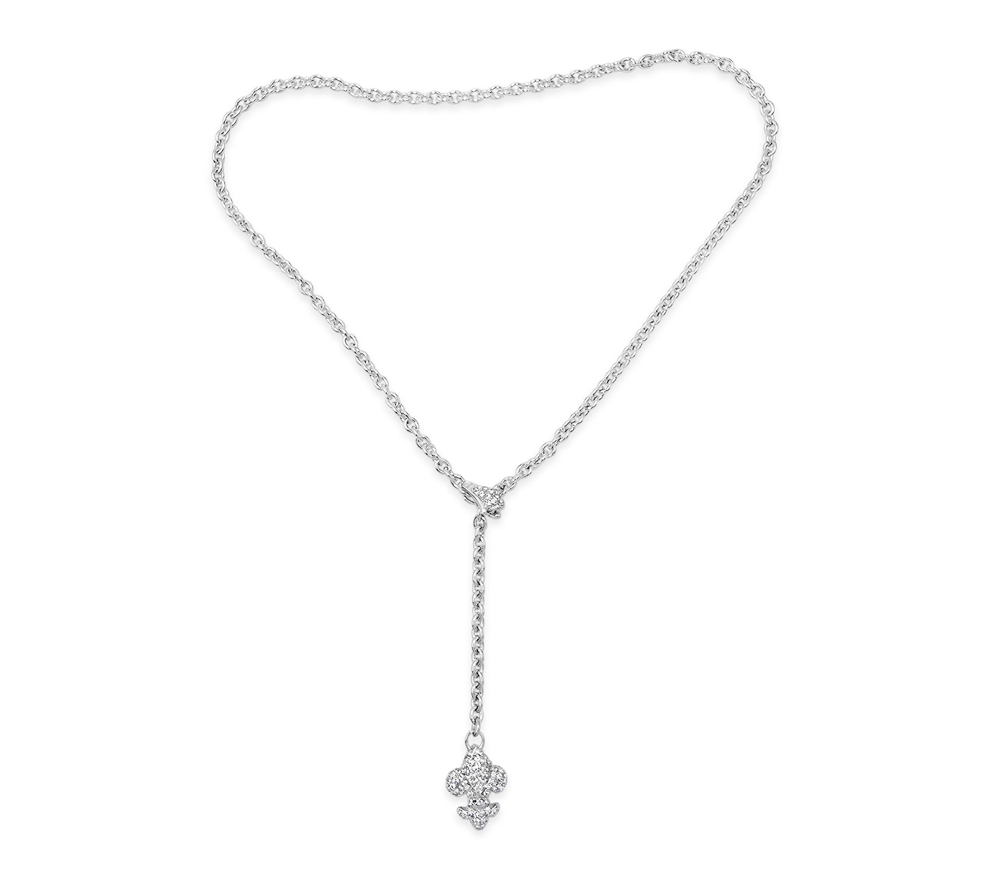Margo Manhattan Sterling White Topaz Fleury Lariat Necklace