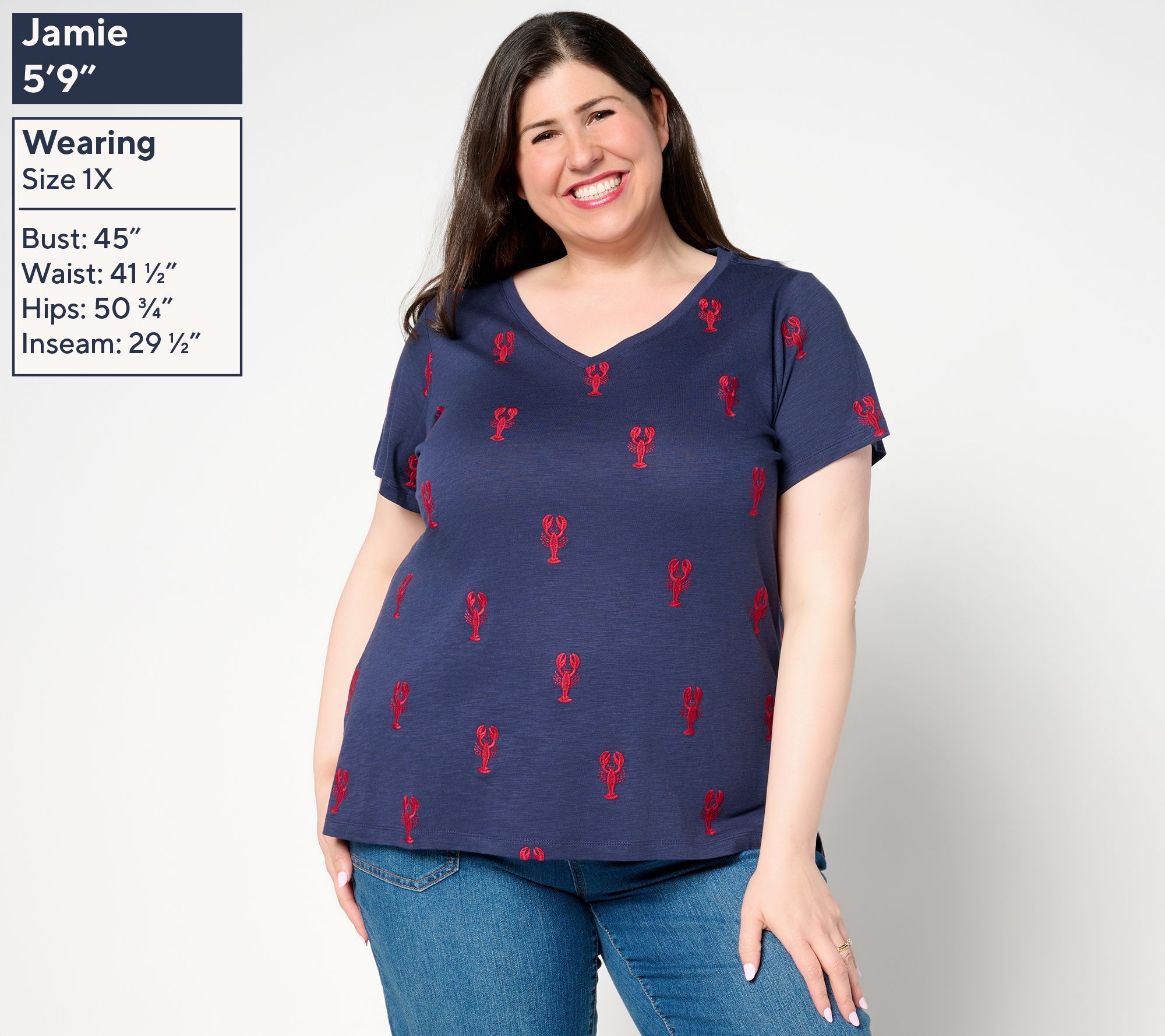 Belle Beach by Kim Gravel Slub Knit Florida Fun Embroidered Top