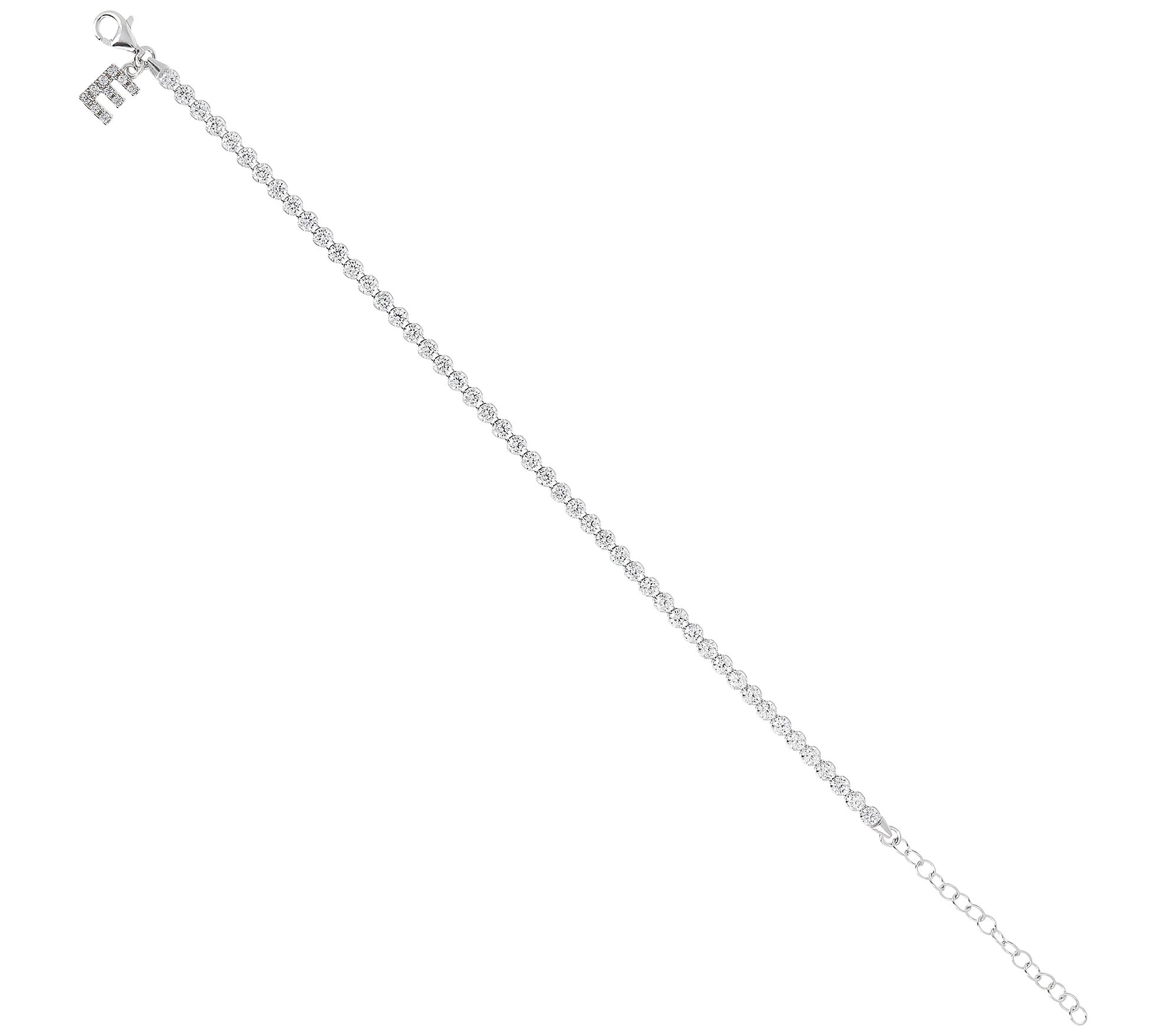 Diamonique Tennis Bracelet with Initial, Sterling Silver