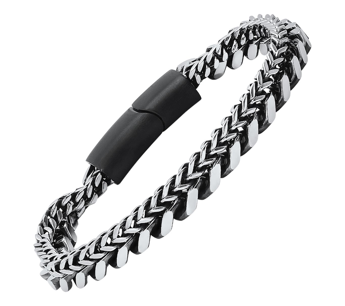 Steel By Design Layered Cuban & Wheat Chain Bracelet