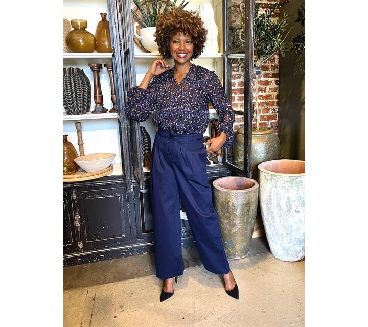 BEAUTIFUL by Lawrence Zarian Printed Textured Blouse with Knit Tank