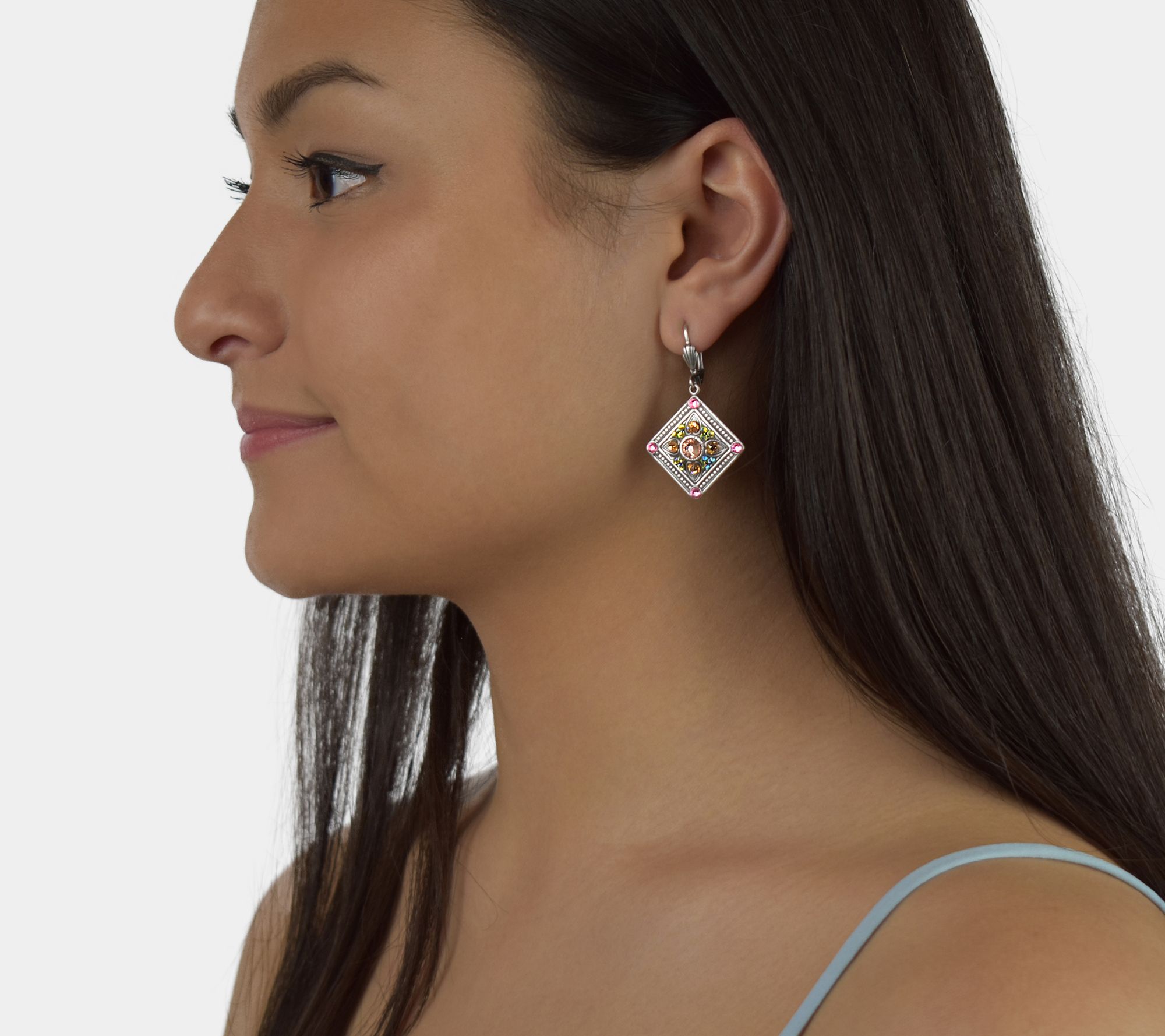 Anne Koplik Pastel Diamond Shield Earrings