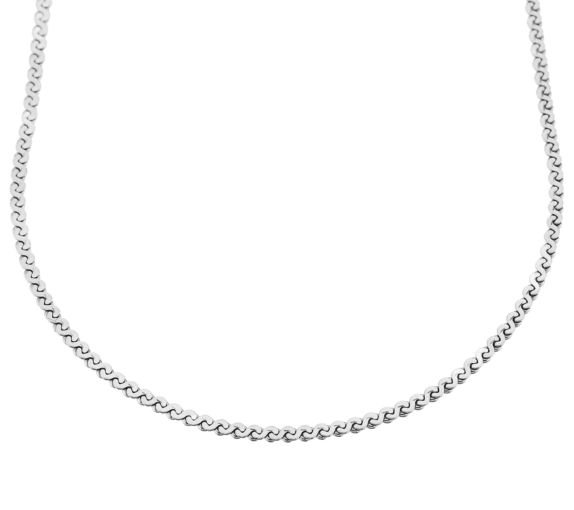 Silver Style 1.2mm Solid Serpentine Chain Necklace, Sterling