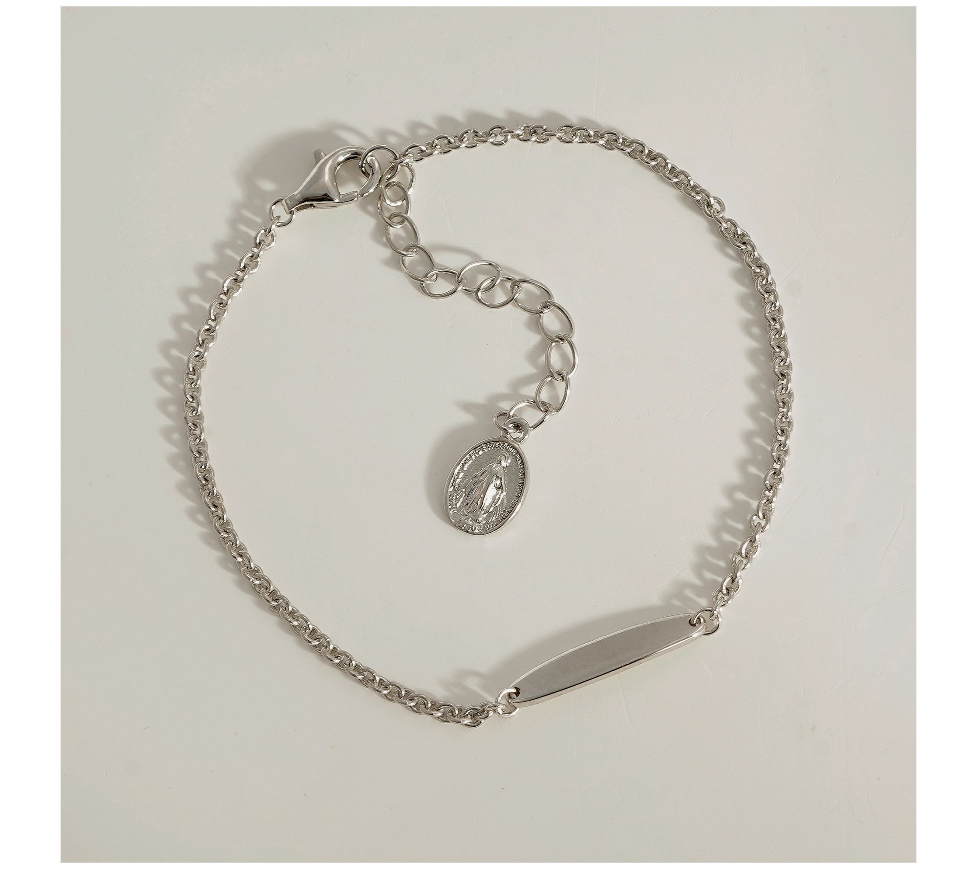Silver Style Miraculous Medal Tag Bracelet, Sterling