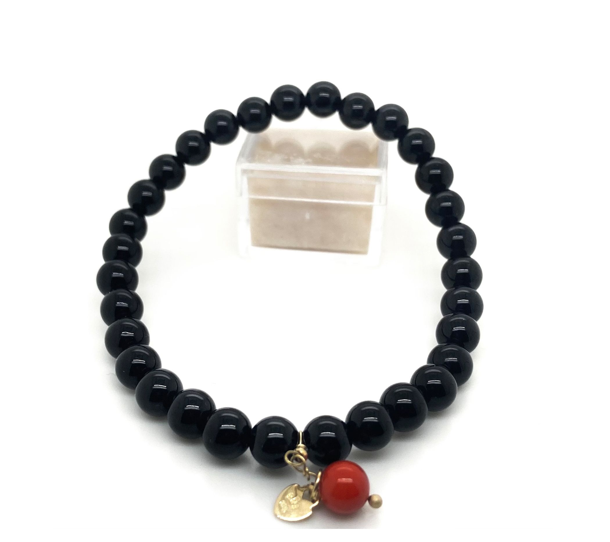 Alkeme 10K Gold Onyx & Coral Charm Stretch Bracelet
