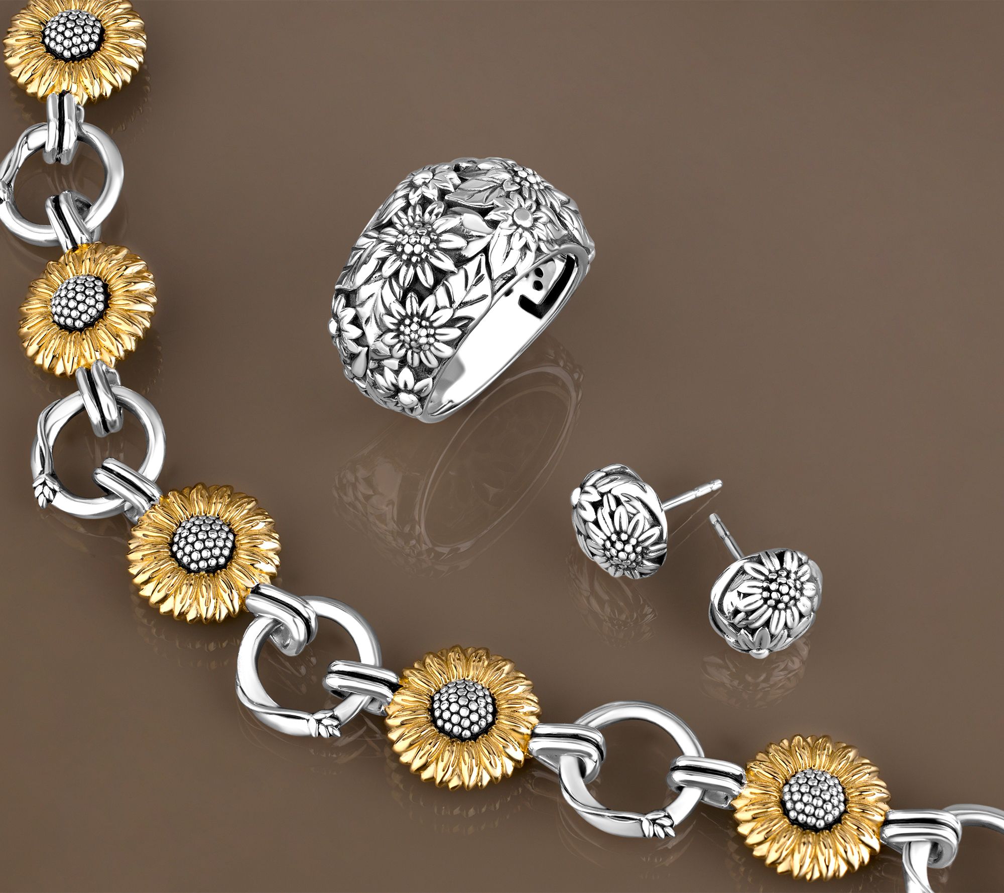 Christian James by Scott Grimes Two-Tone Suower Bracelet 16.9g