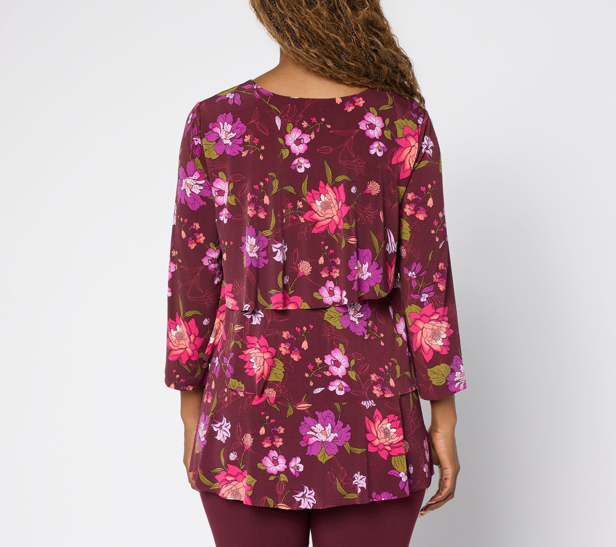 Susan Graver Liquid Knit Scoop Neck Tiered Top