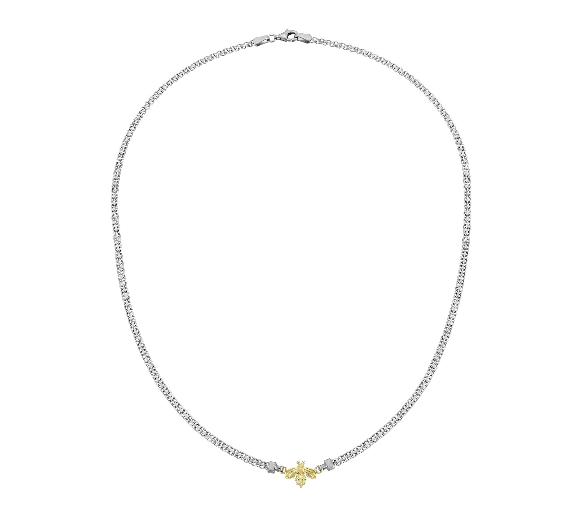 Silver Style Two-Tone Bee Design Bismark Necklace, Sterling