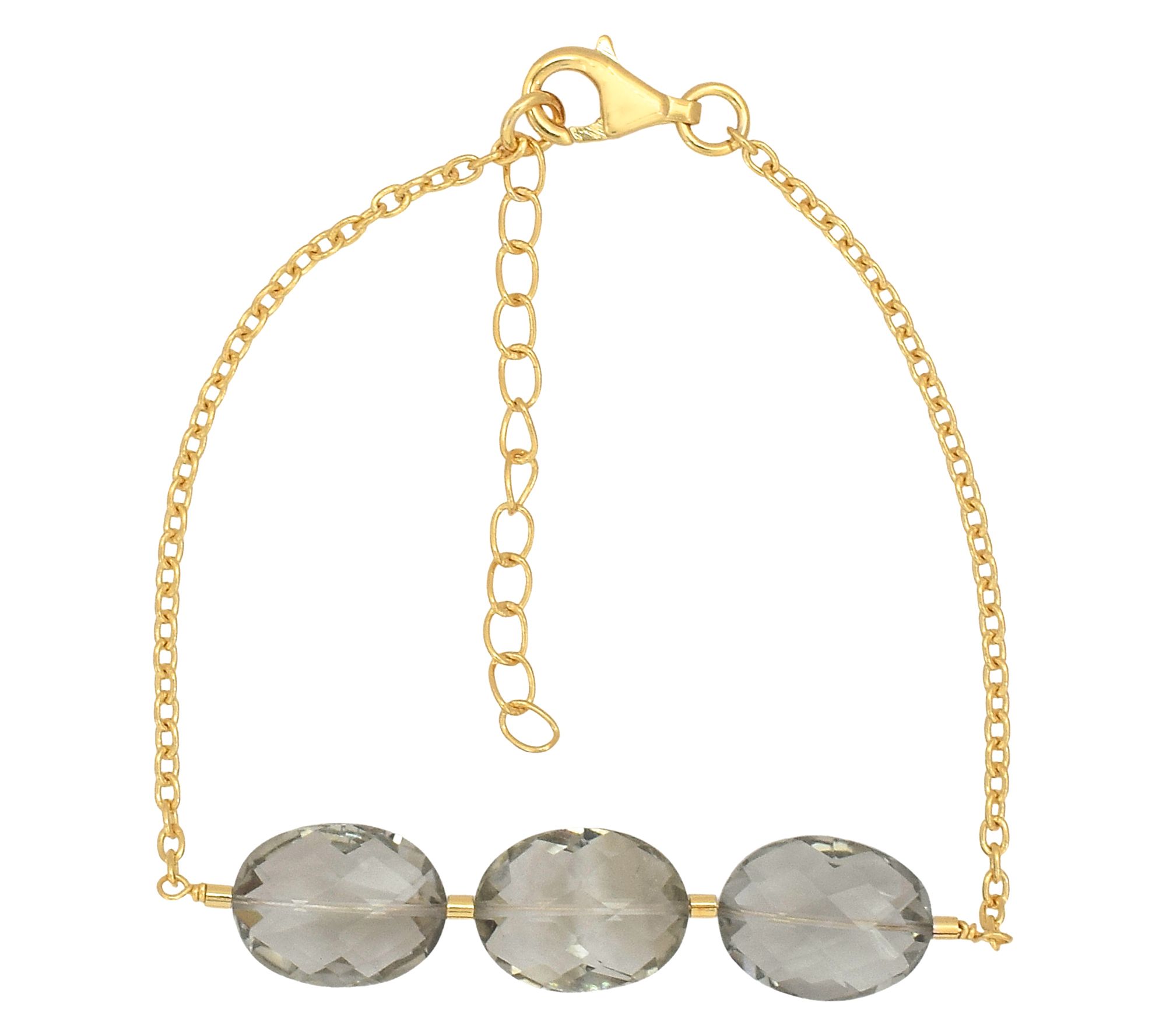 Affinity Gems Prasiolite Station Bracelet, 14KGold Plated