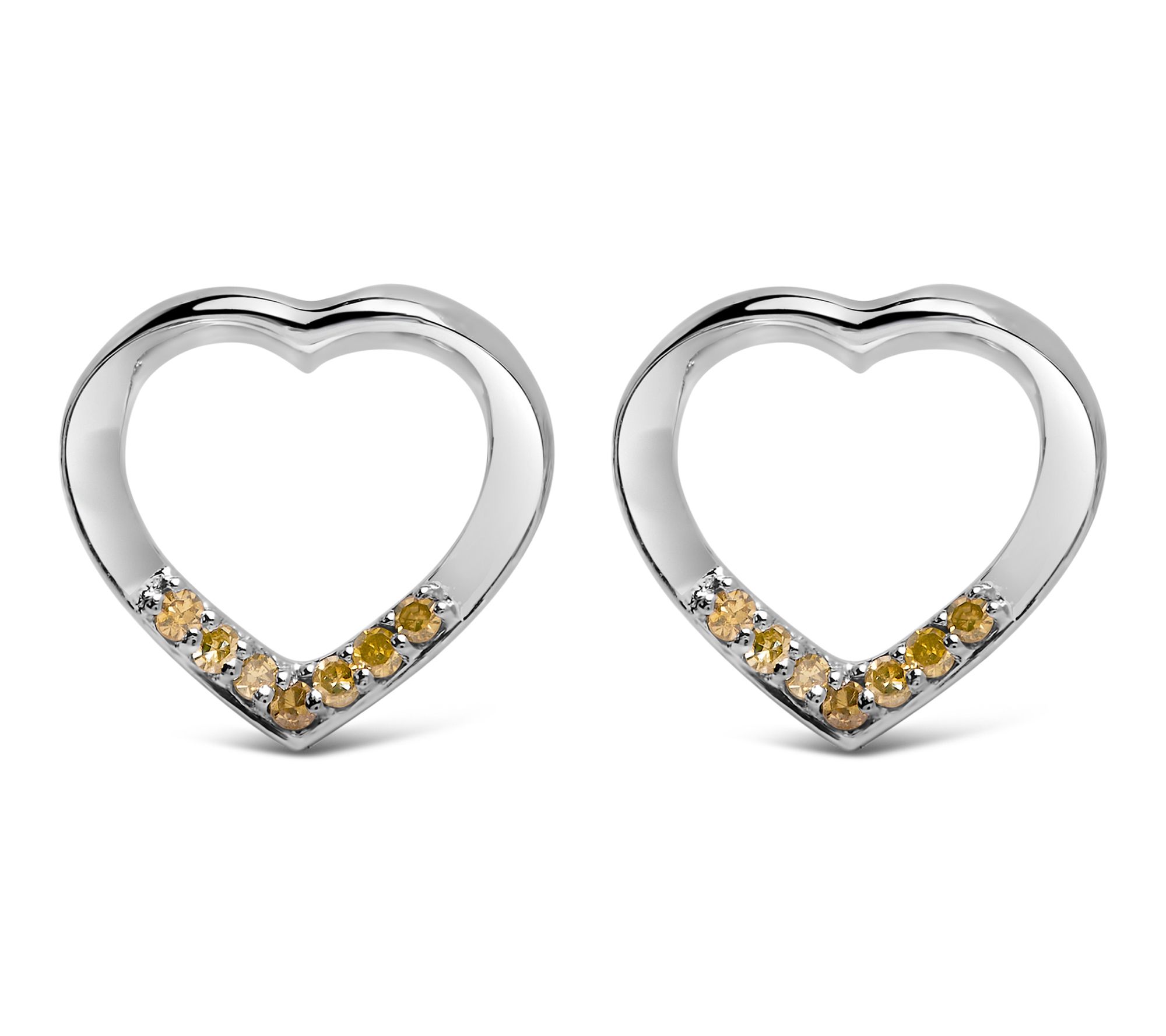 Haus of Brilliance Yellow Diamond Heart Earrings, Sterling