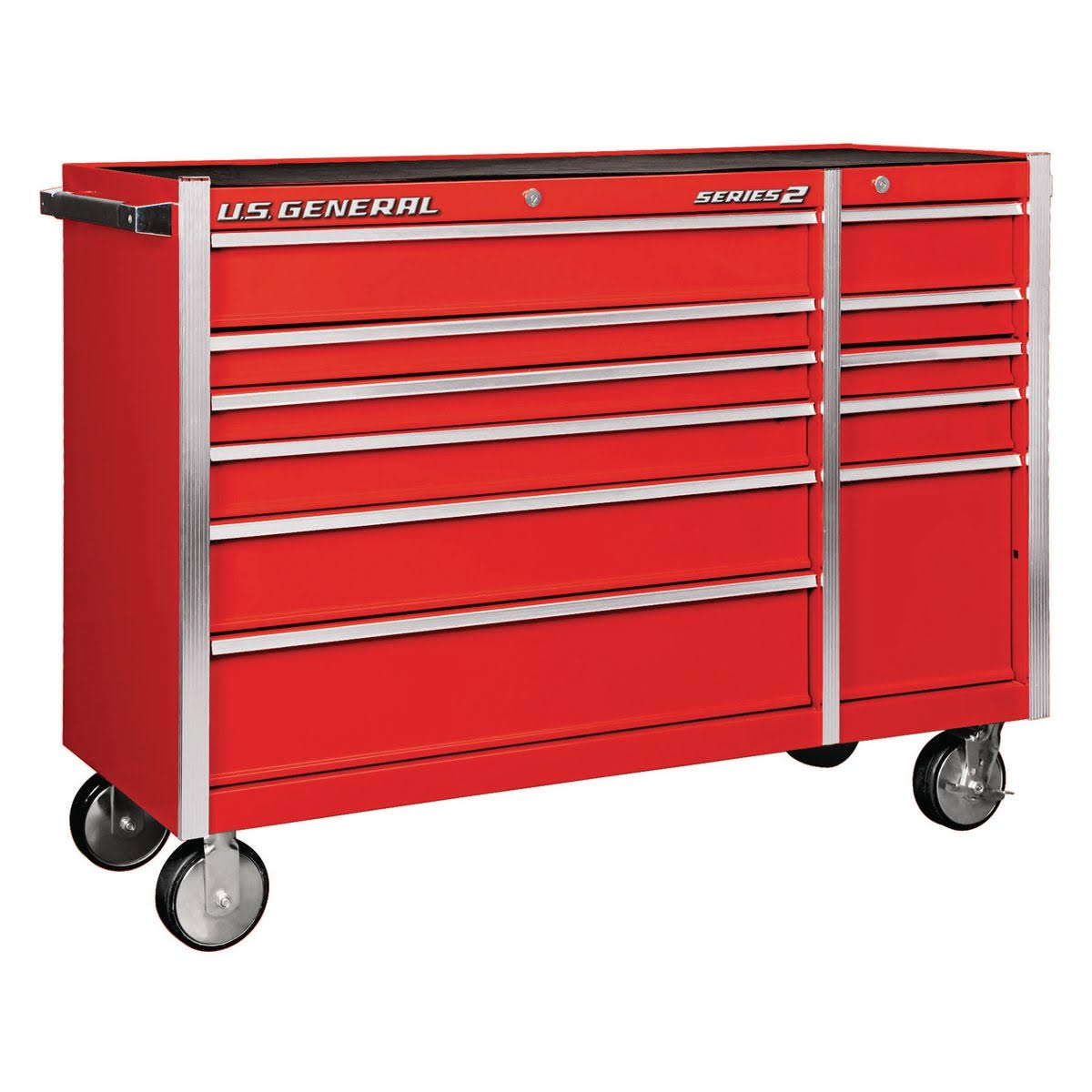 U.S. General 56 in. Double Bank Roller Cabinet, Red 64165