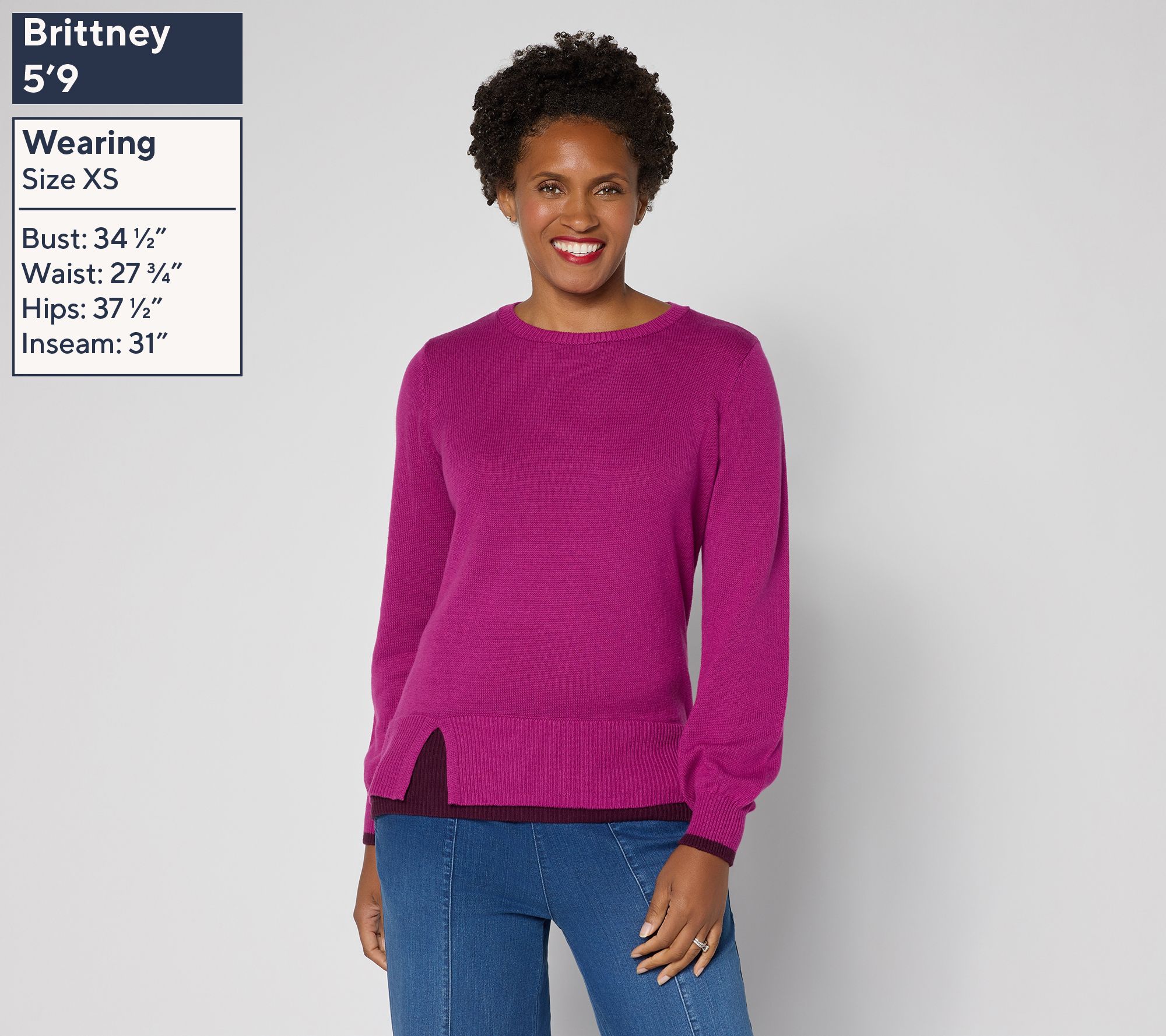 Belle by Kim Gravel Layered Hem Side Slit Sweater