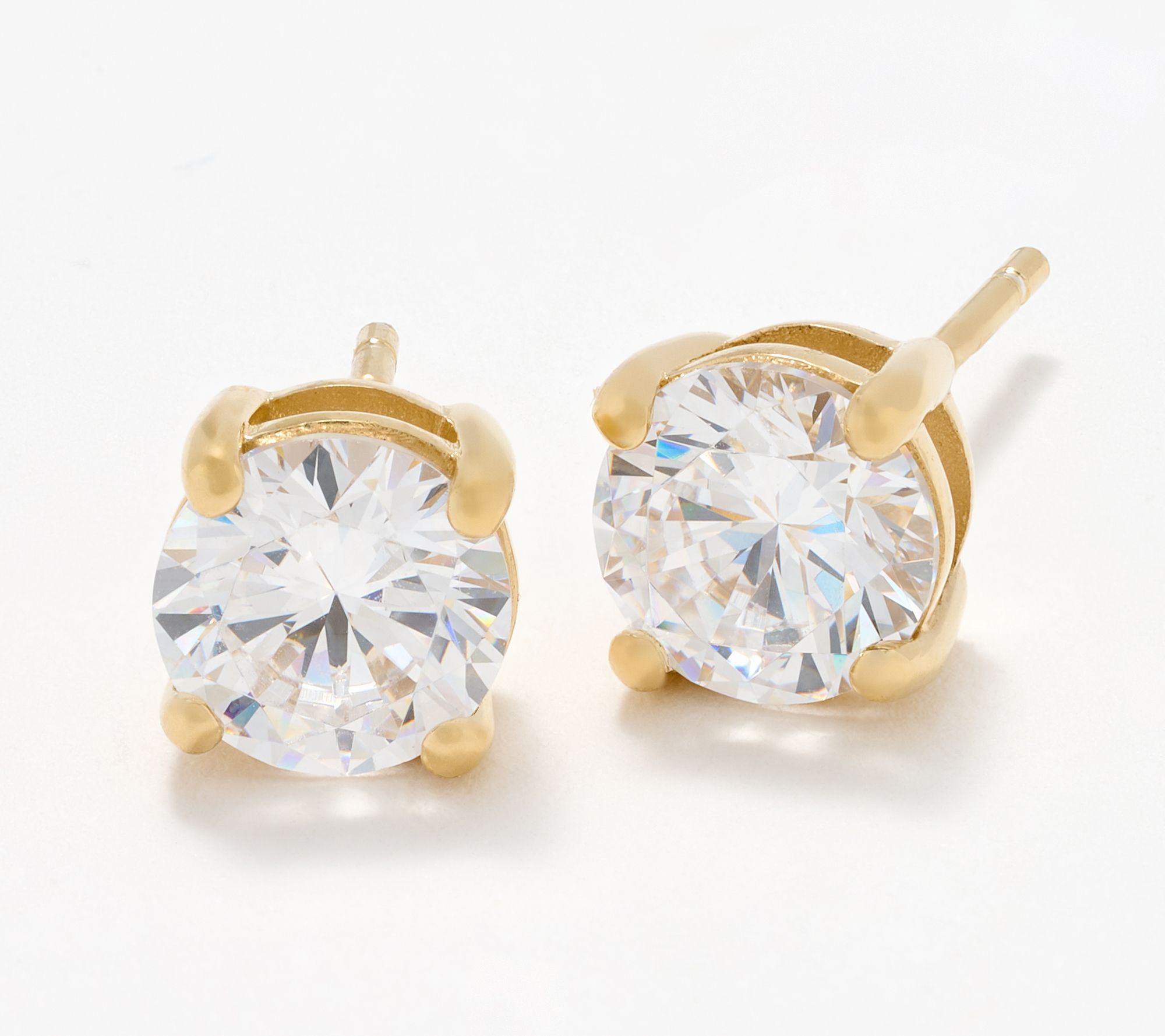 Diamonique Classics 2cttw Stud Earrings, 14K Plated