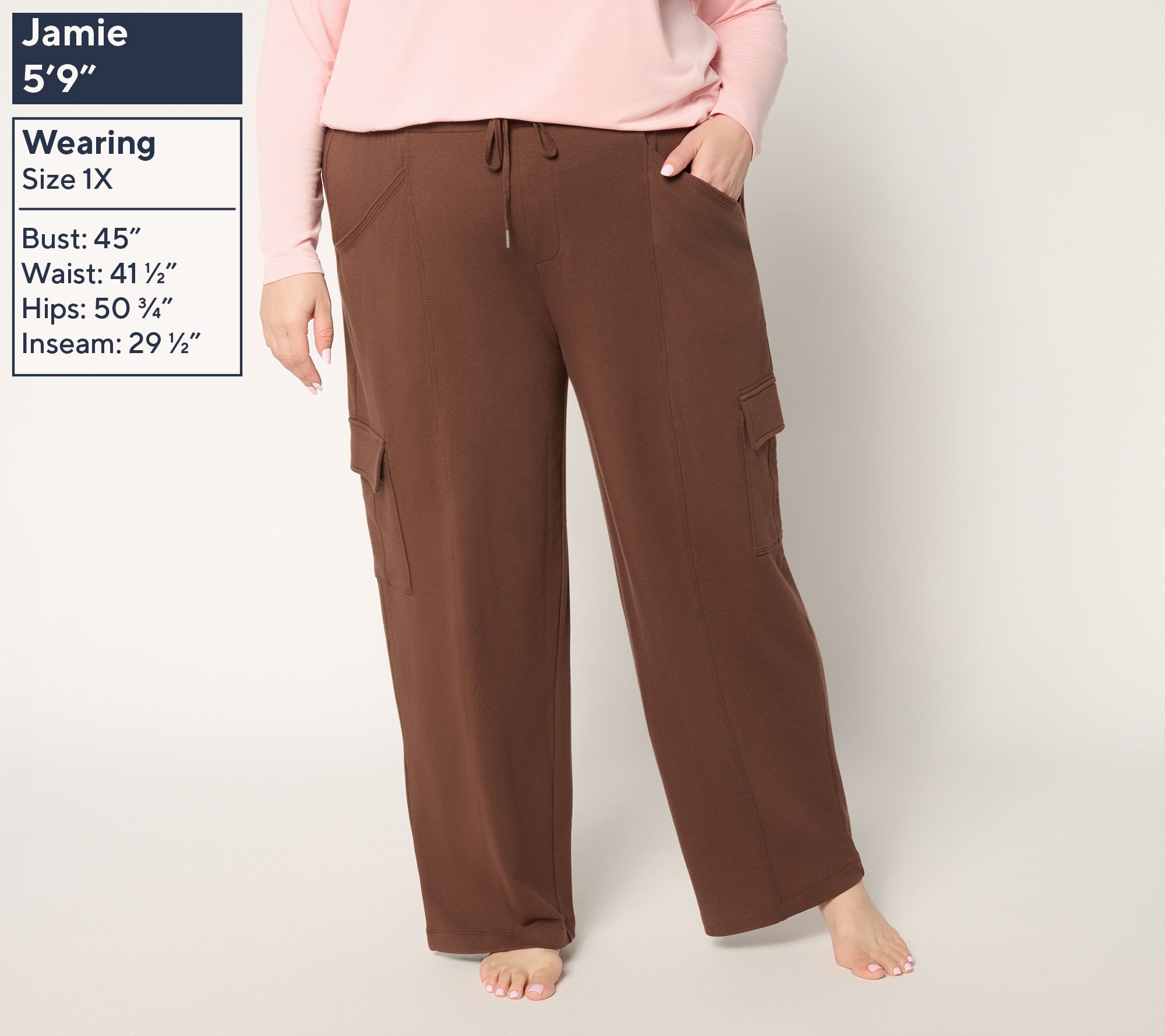 AnyBody Regular Cozy Knit French Terry Cargo Pants